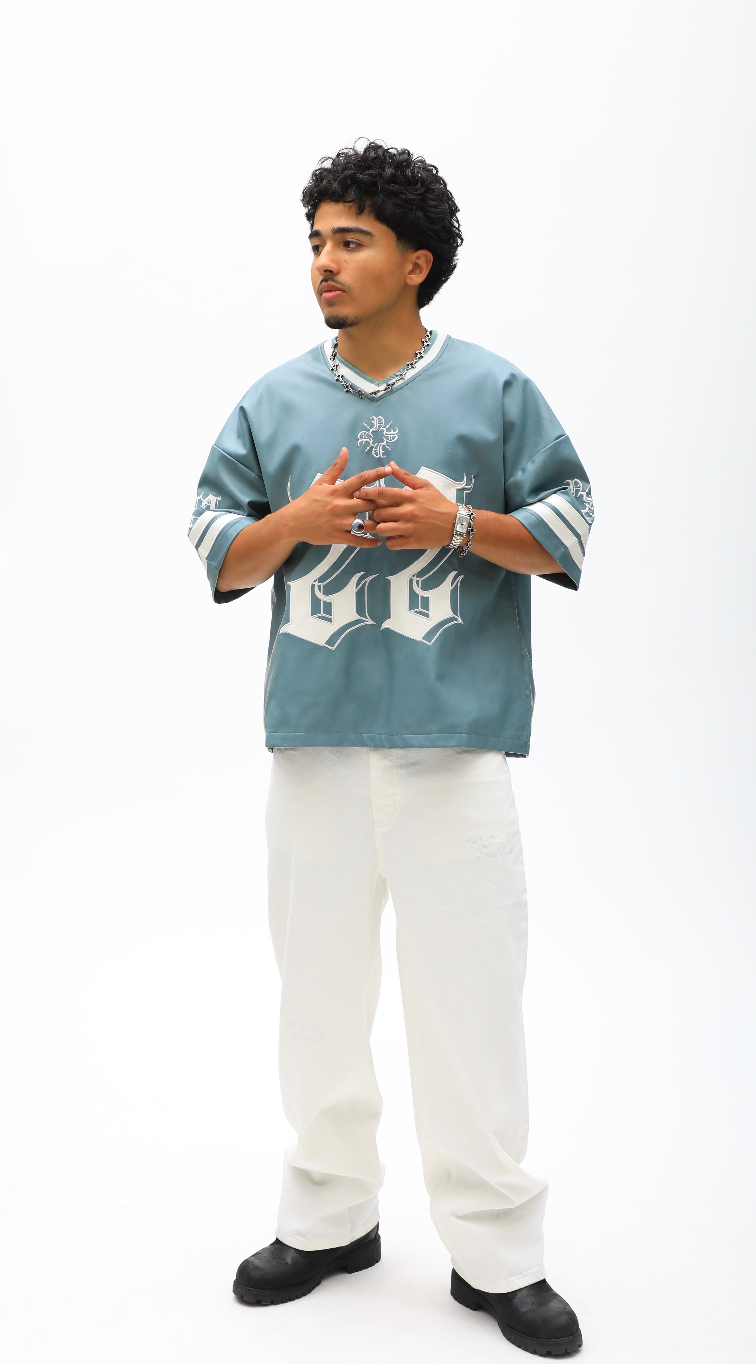22 Leather Jersey - Washed Teal