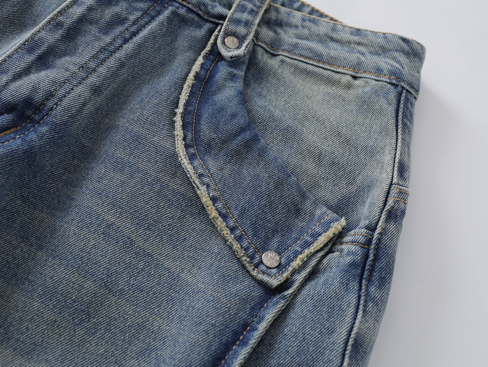 Double Paneled Baggy Faded Light Blue Flare Denim