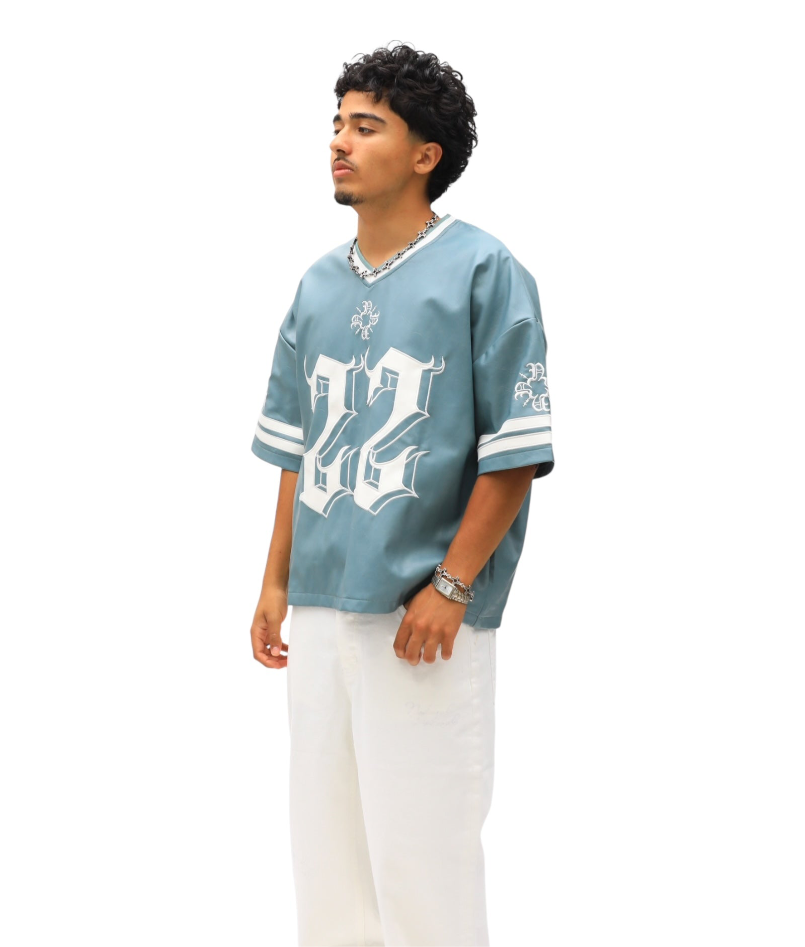 22 Leather Jersey - Washed Teal