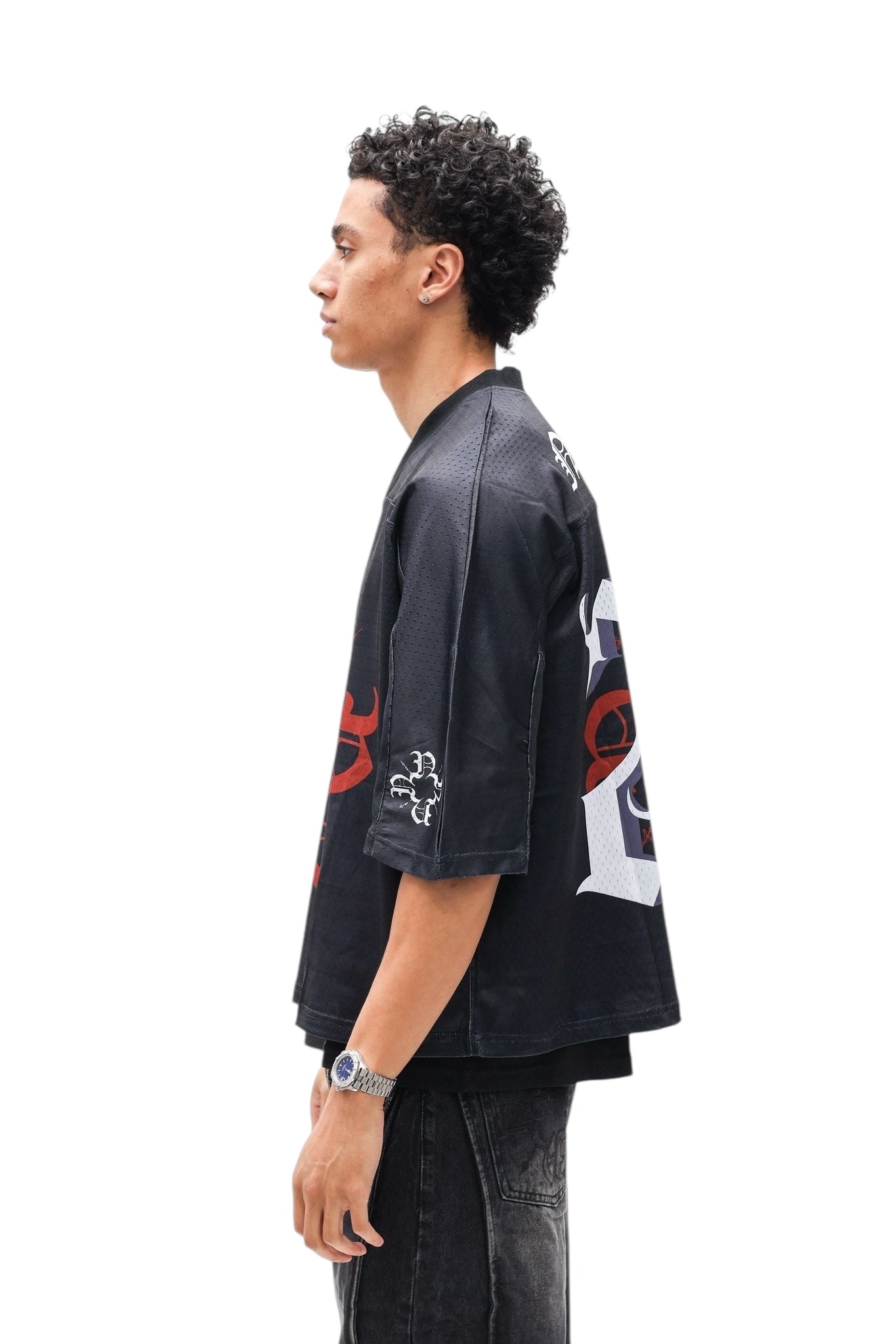 Monogram Black Mesh Cropped Jersey
