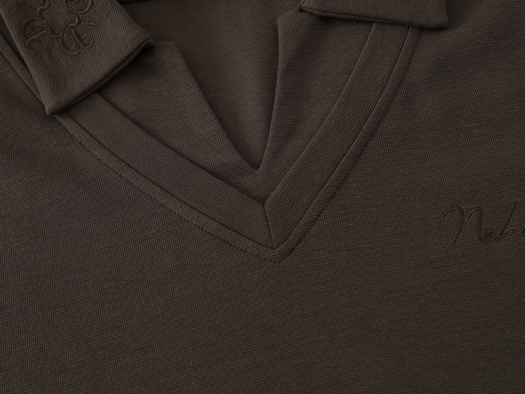 Monogram Embroidered Polo -Brown
