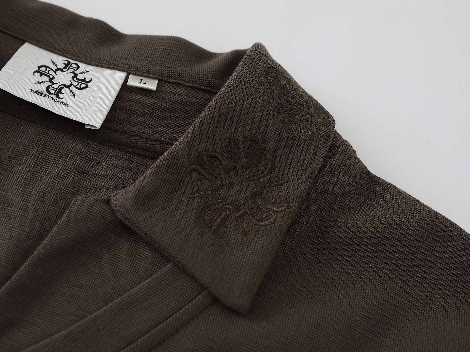 Monogram Embroidered Polo -Brown