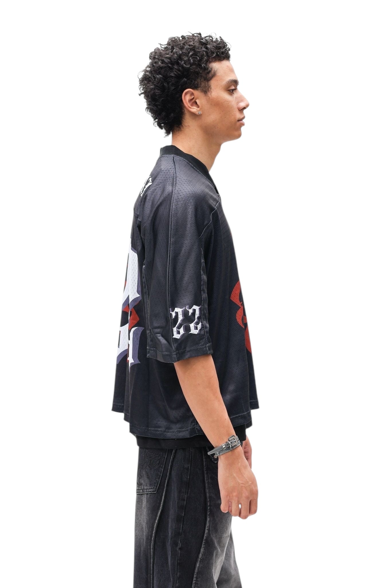 Monogram Black Mesh Cropped Jersey