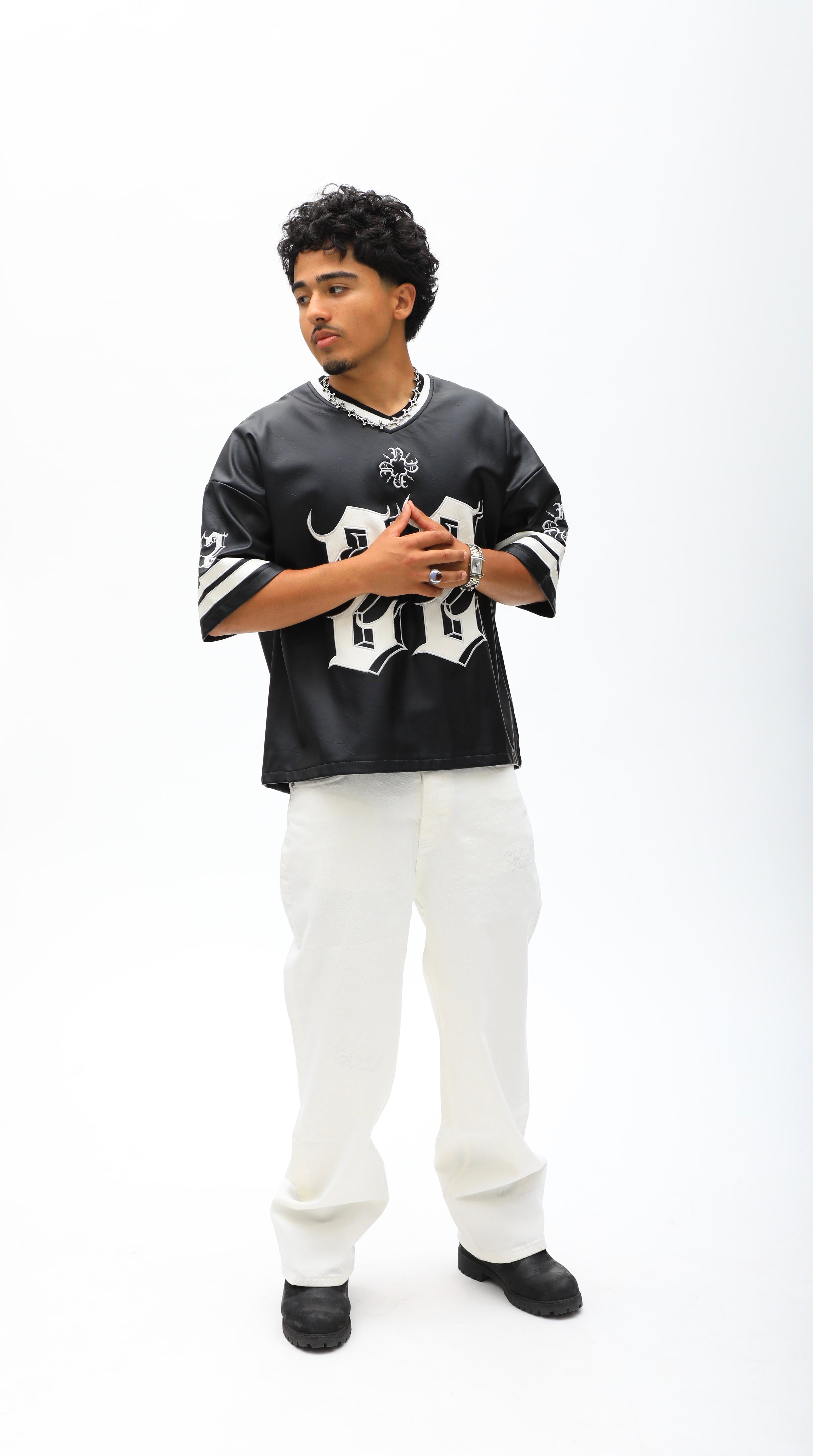 22 Leather Jersey- Black