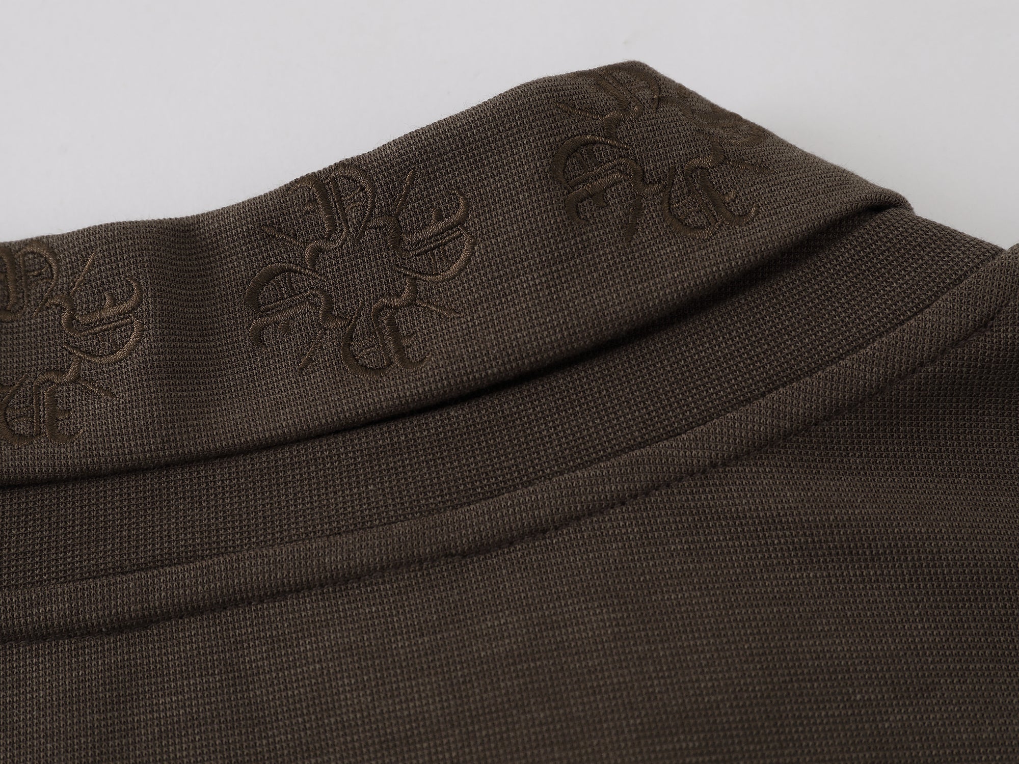 Monogram Embroidered Polo -Brown