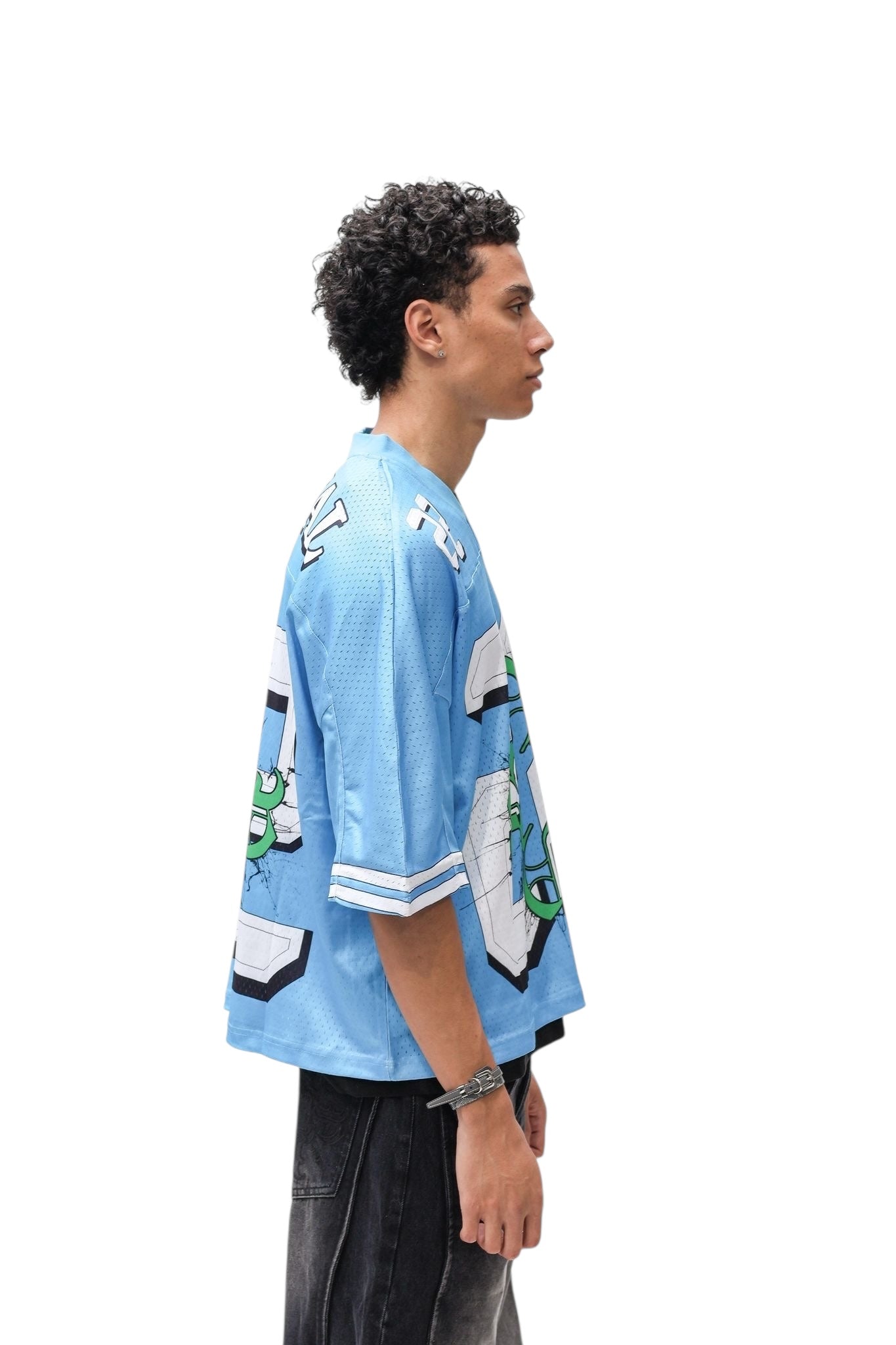 Monogram Blue Mesh Cropped Jersey