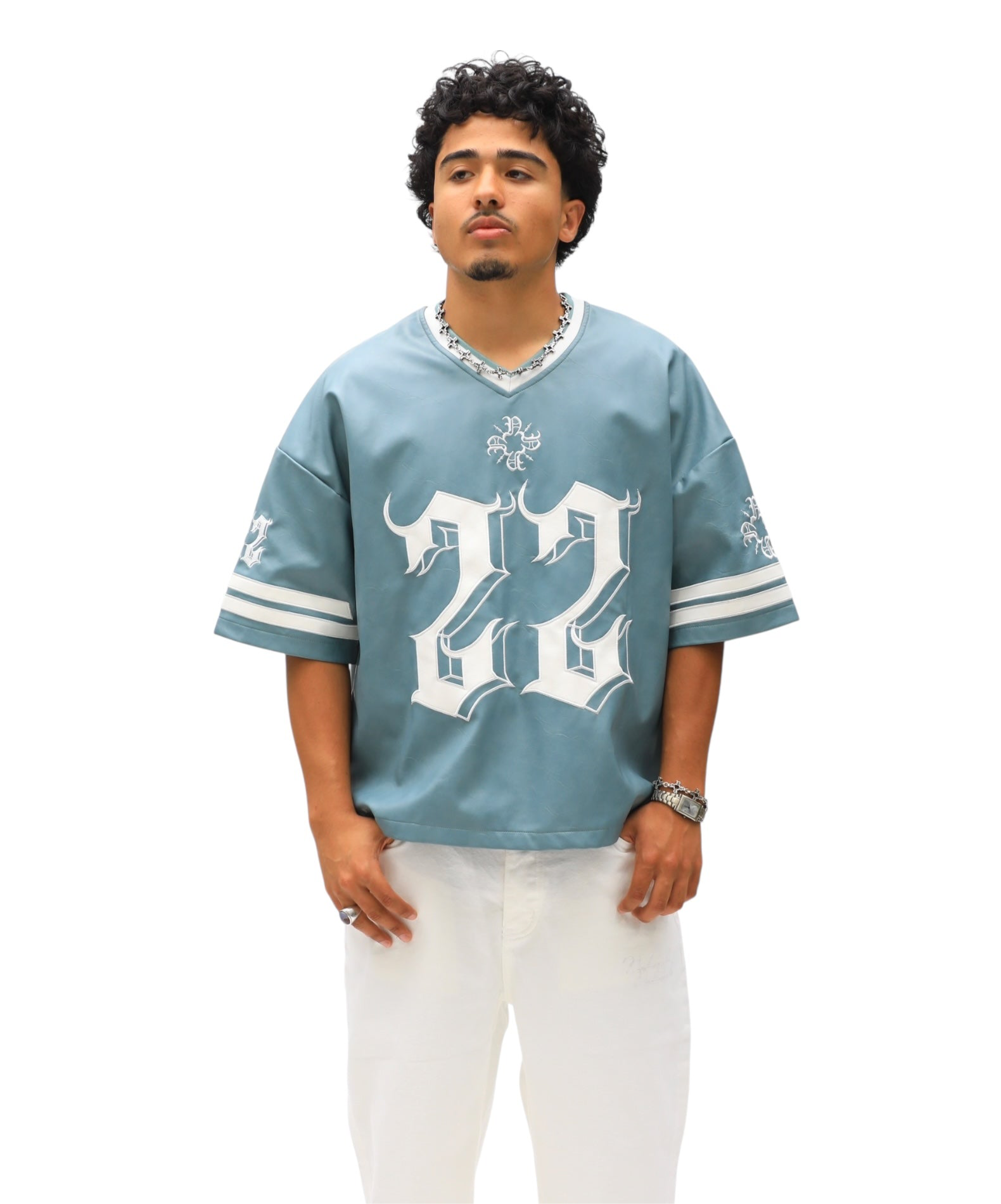 22 Leather Jersey - Washed Teal