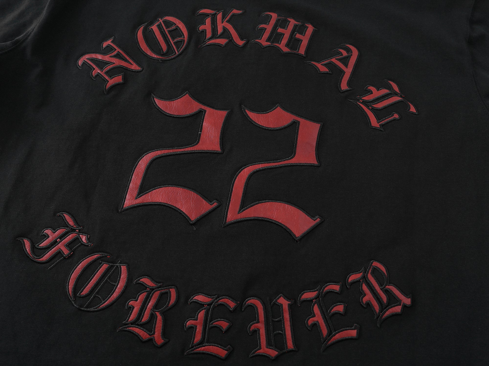 Leather patches Tee -Black