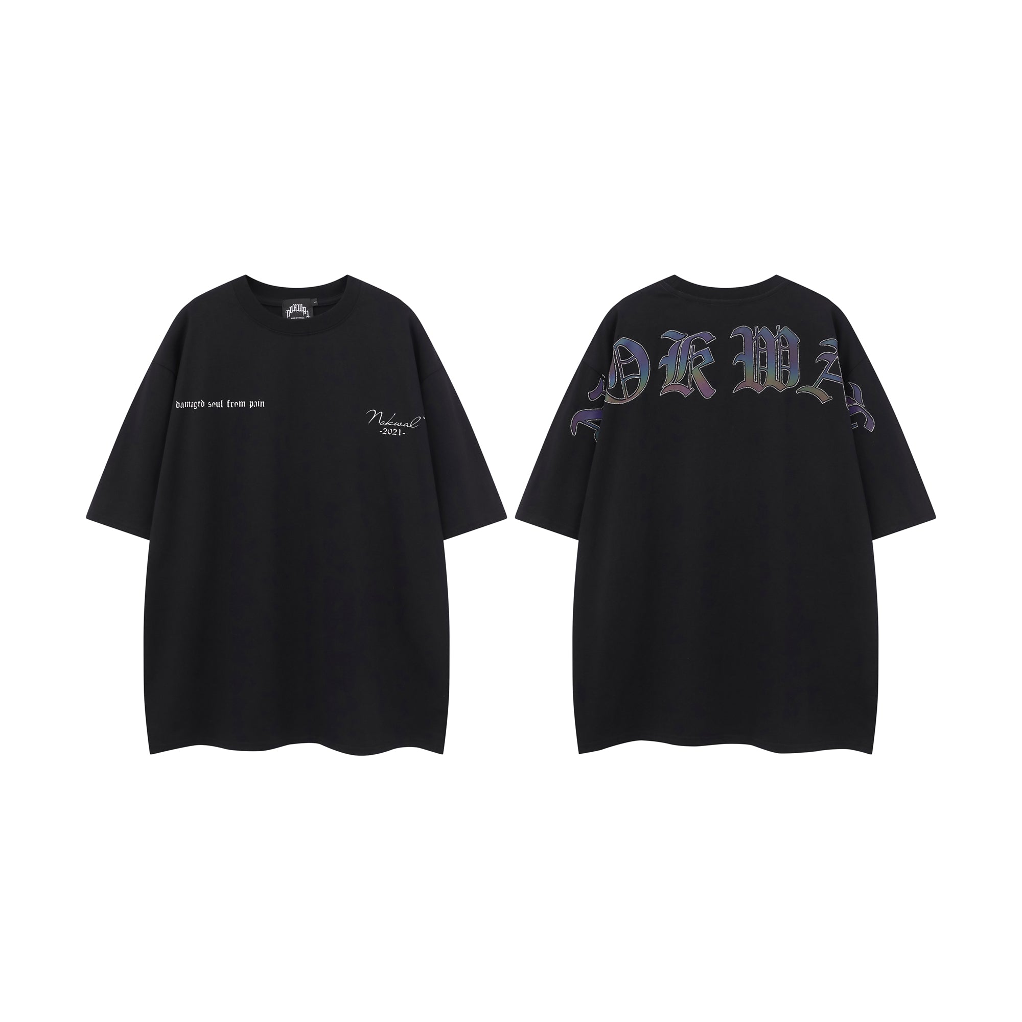 Damaged Soul From Pain - Reflective - T-Shirt - Black