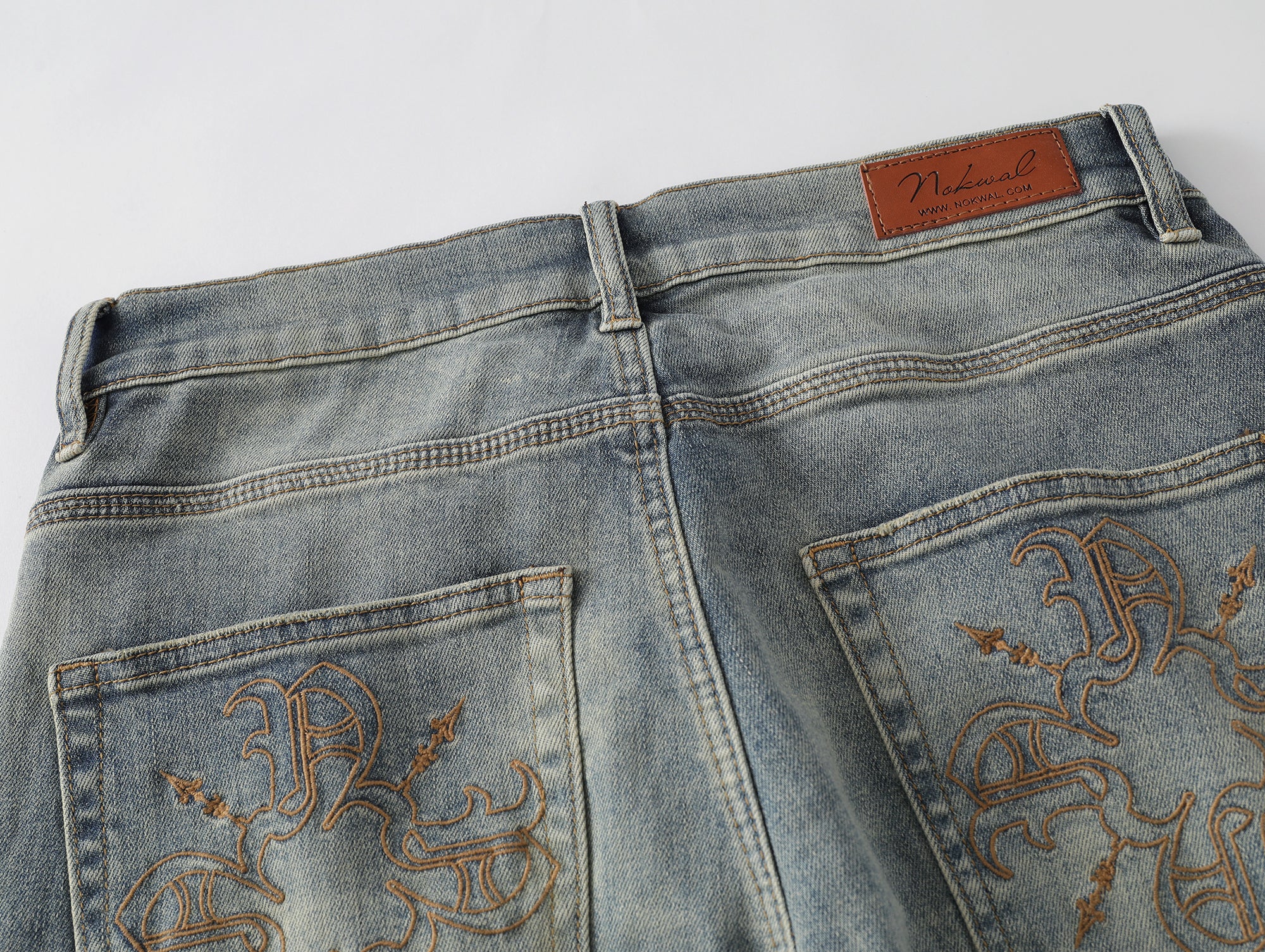 Light Beige Wash Straight Leg Denim