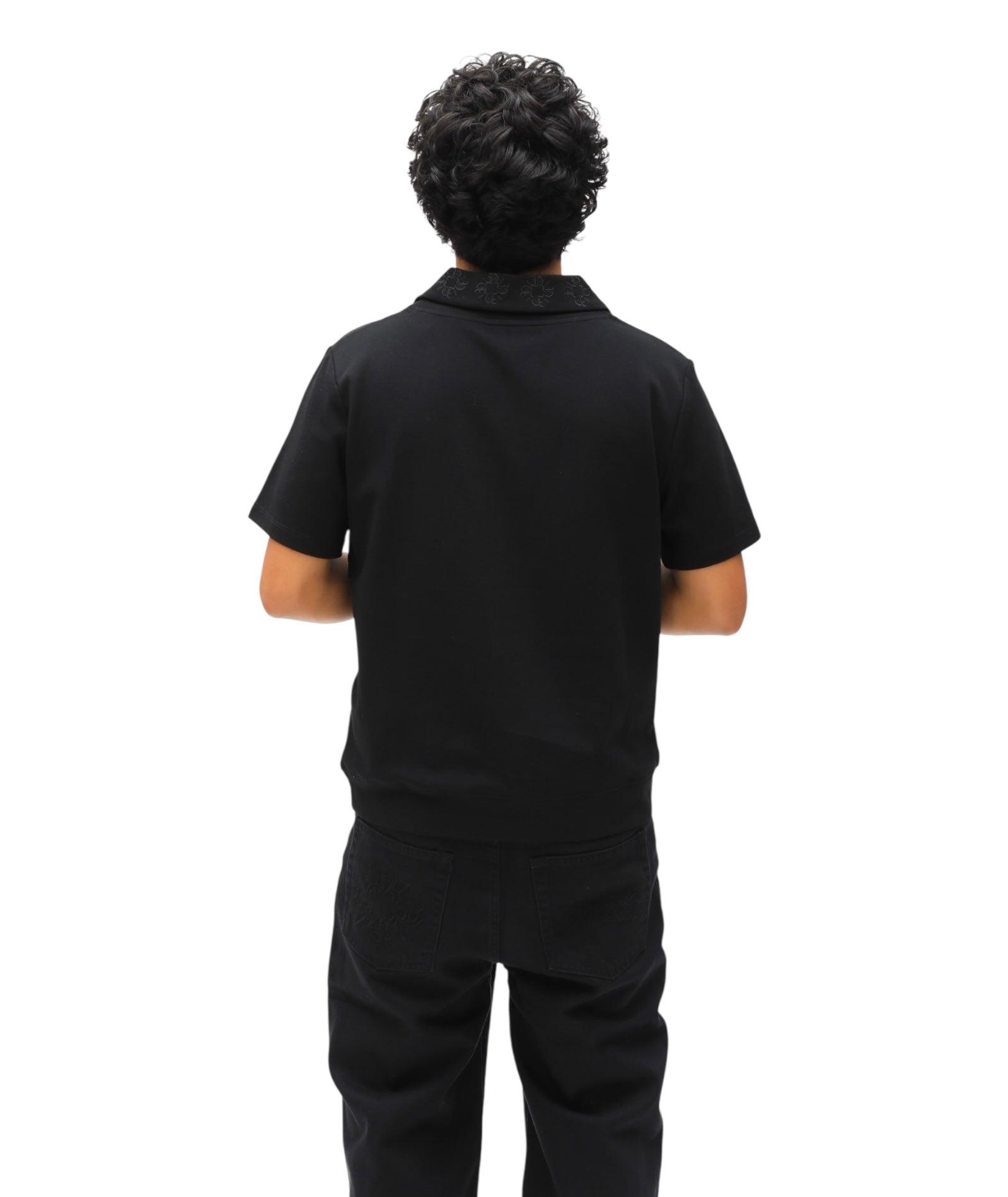 Monogram Embroidered Polo -Black