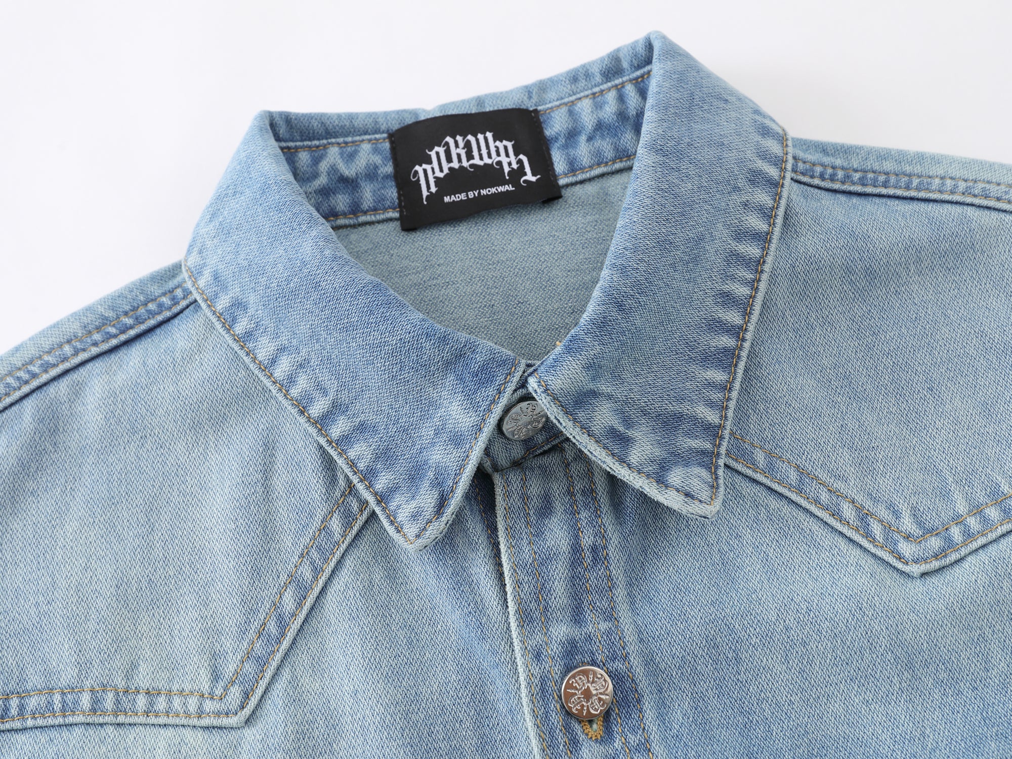 Nokwal Faded Blue Denim Shirt