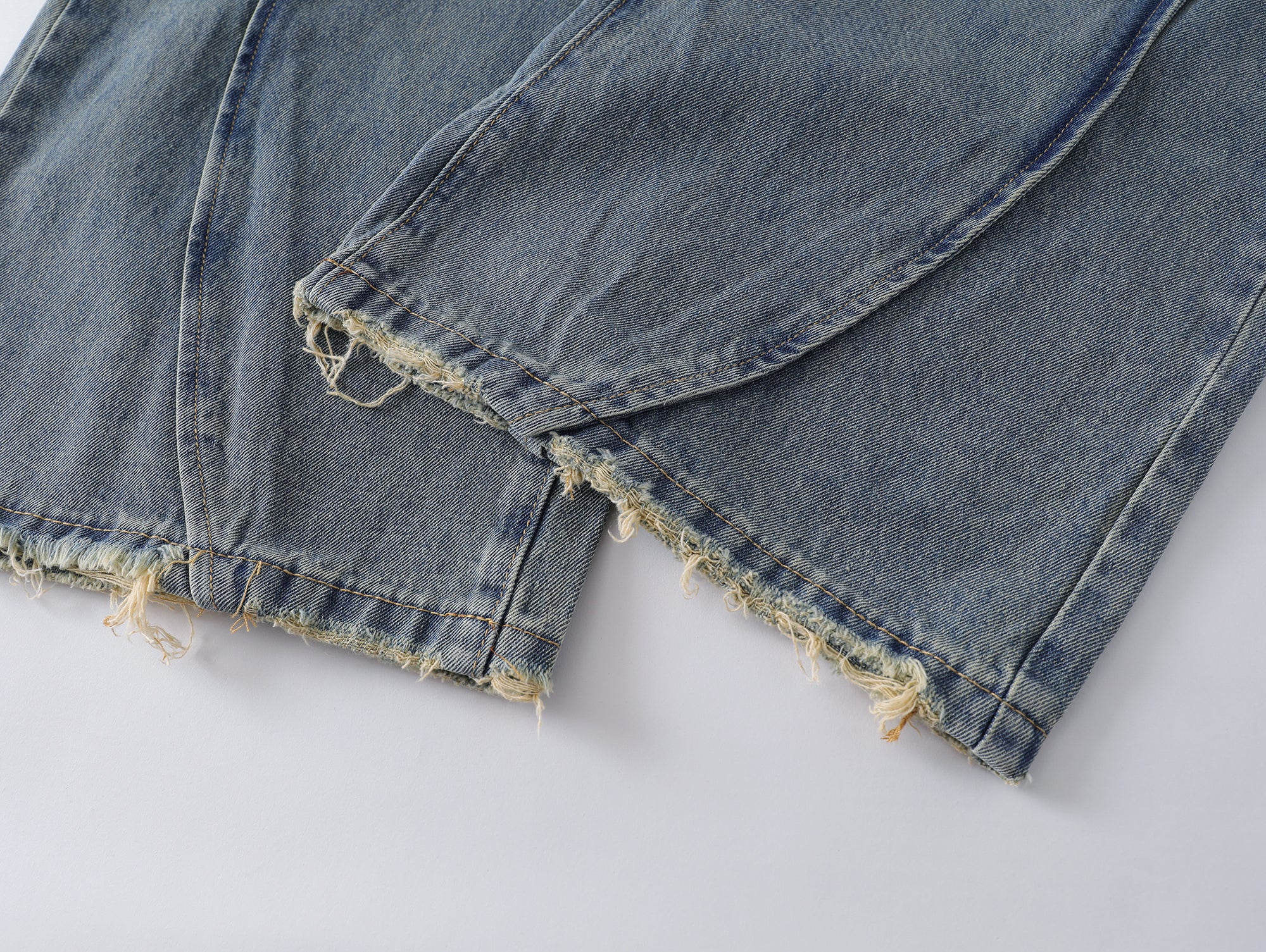 Double Paneled Baggy Faded Light Blue Flare Denim