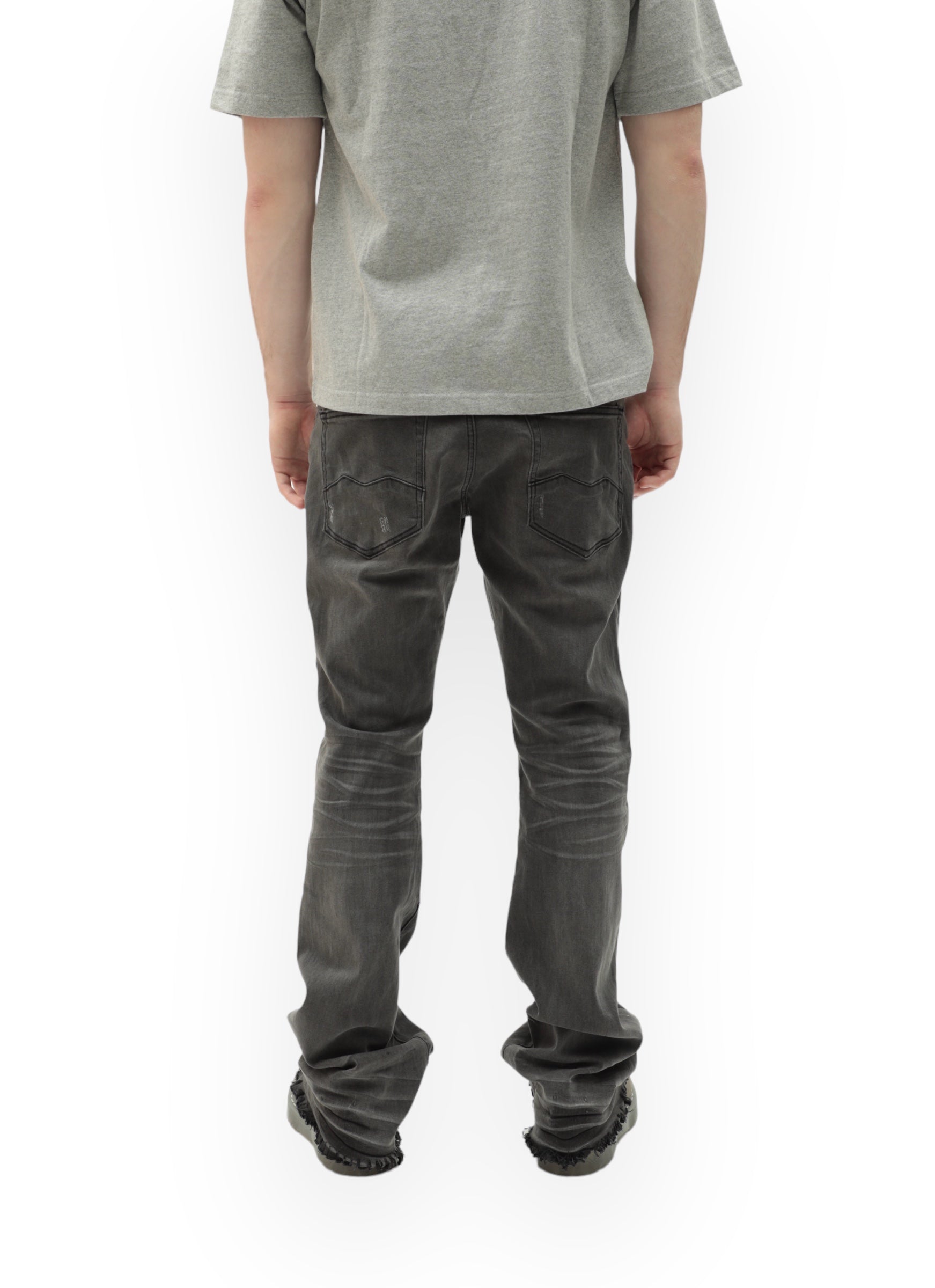 Monogram Stacked Flare Grey Denim