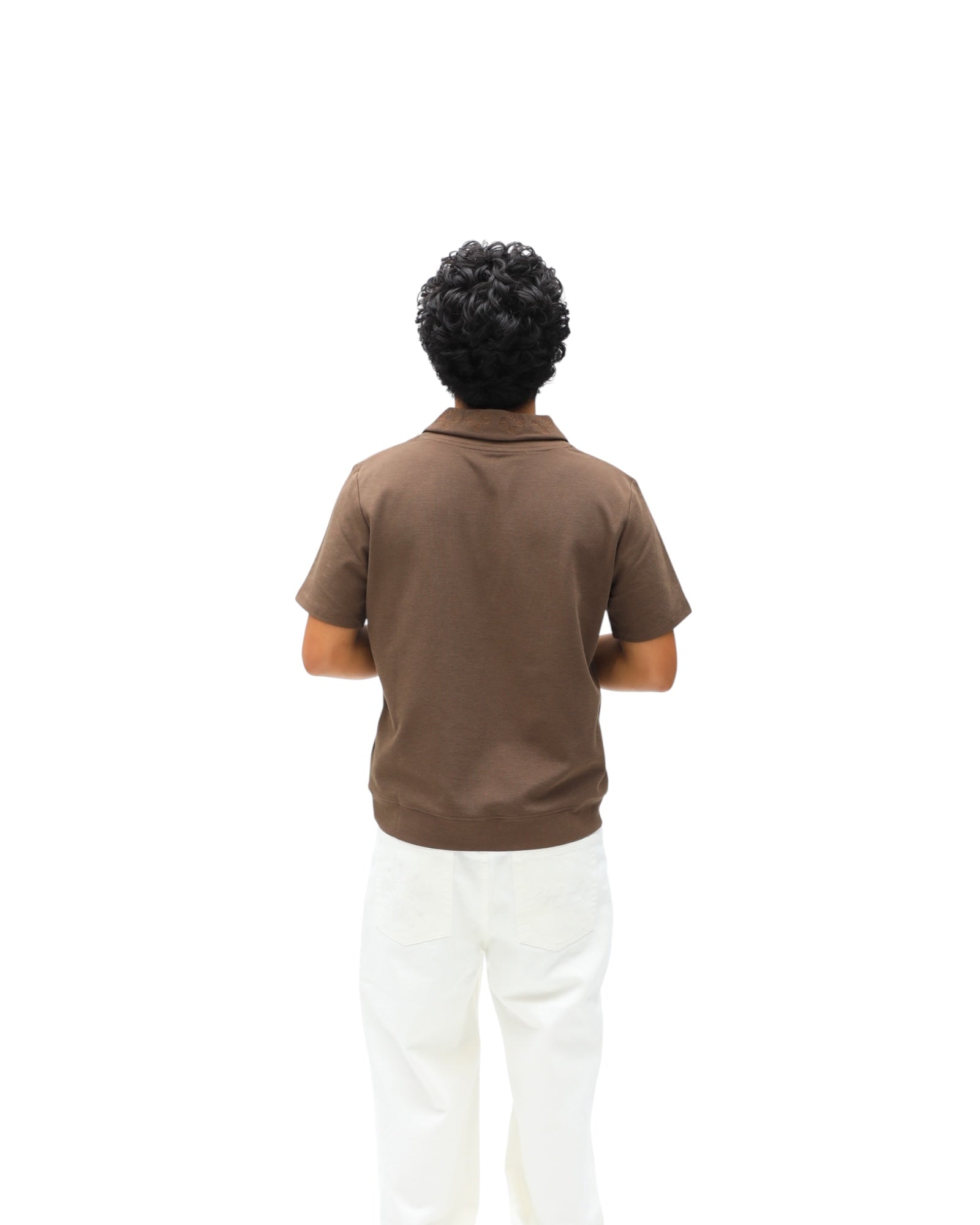 Monogram Embroidered Polo -Brown