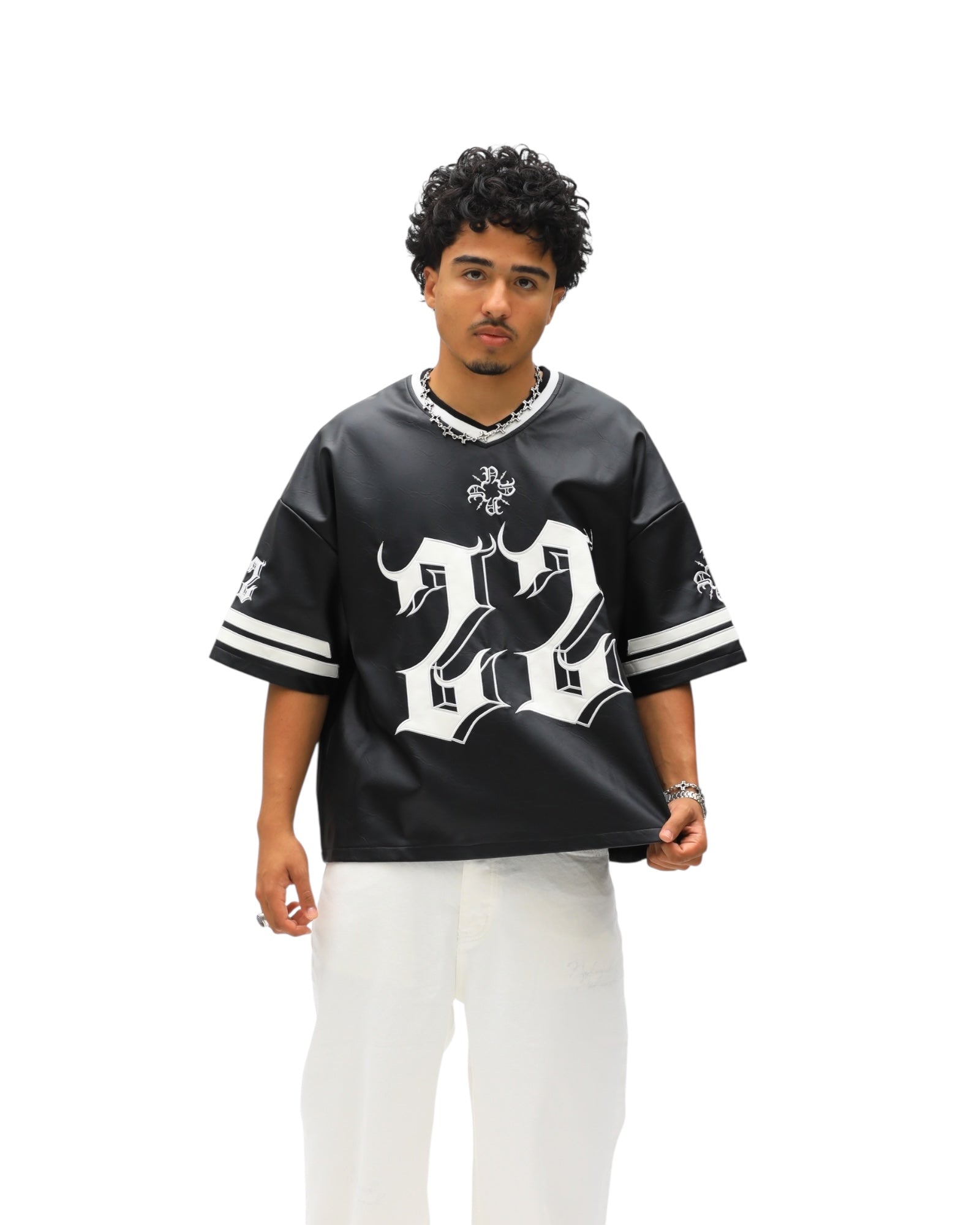 22 Leather Jersey- Black