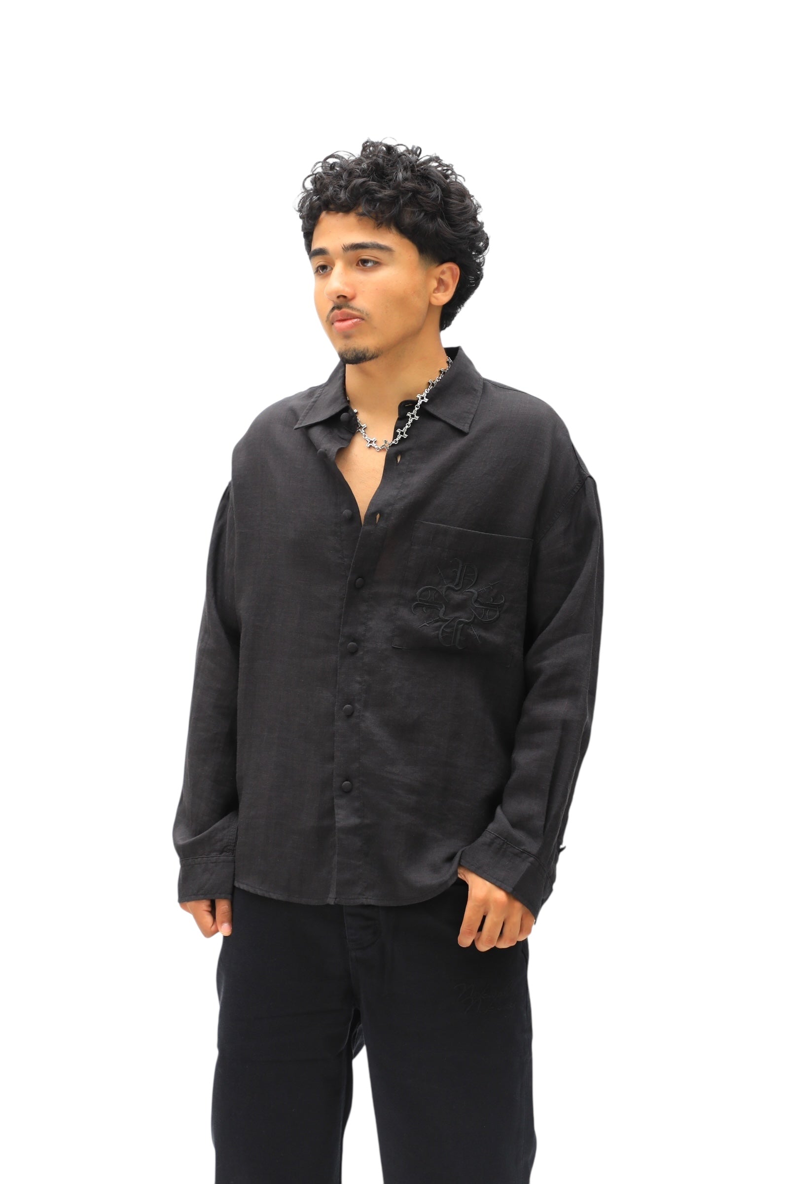 Long Sleeve Button Down Monogram Bloom Shirt