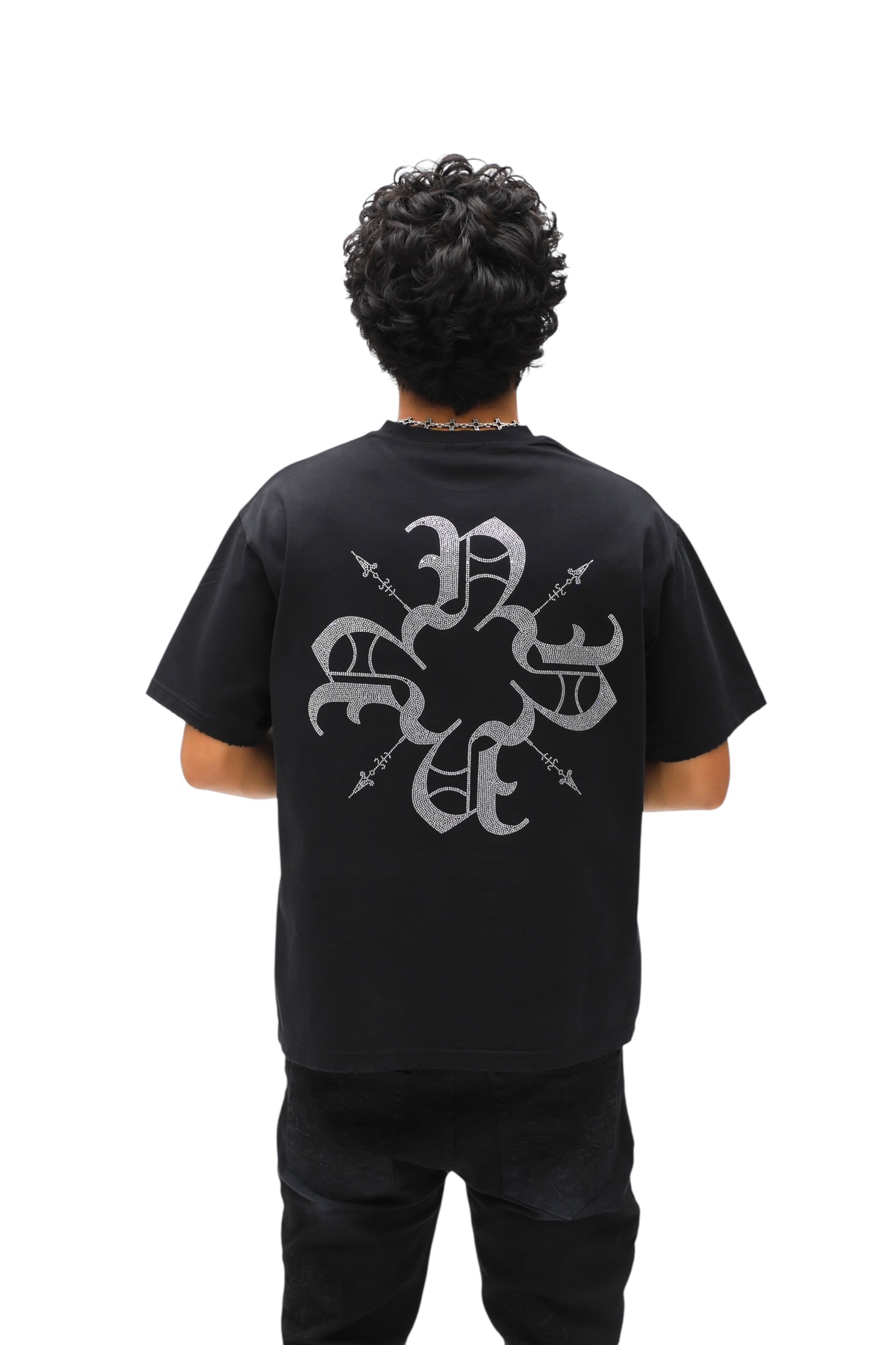 Black Monogram Rhinestone Tee