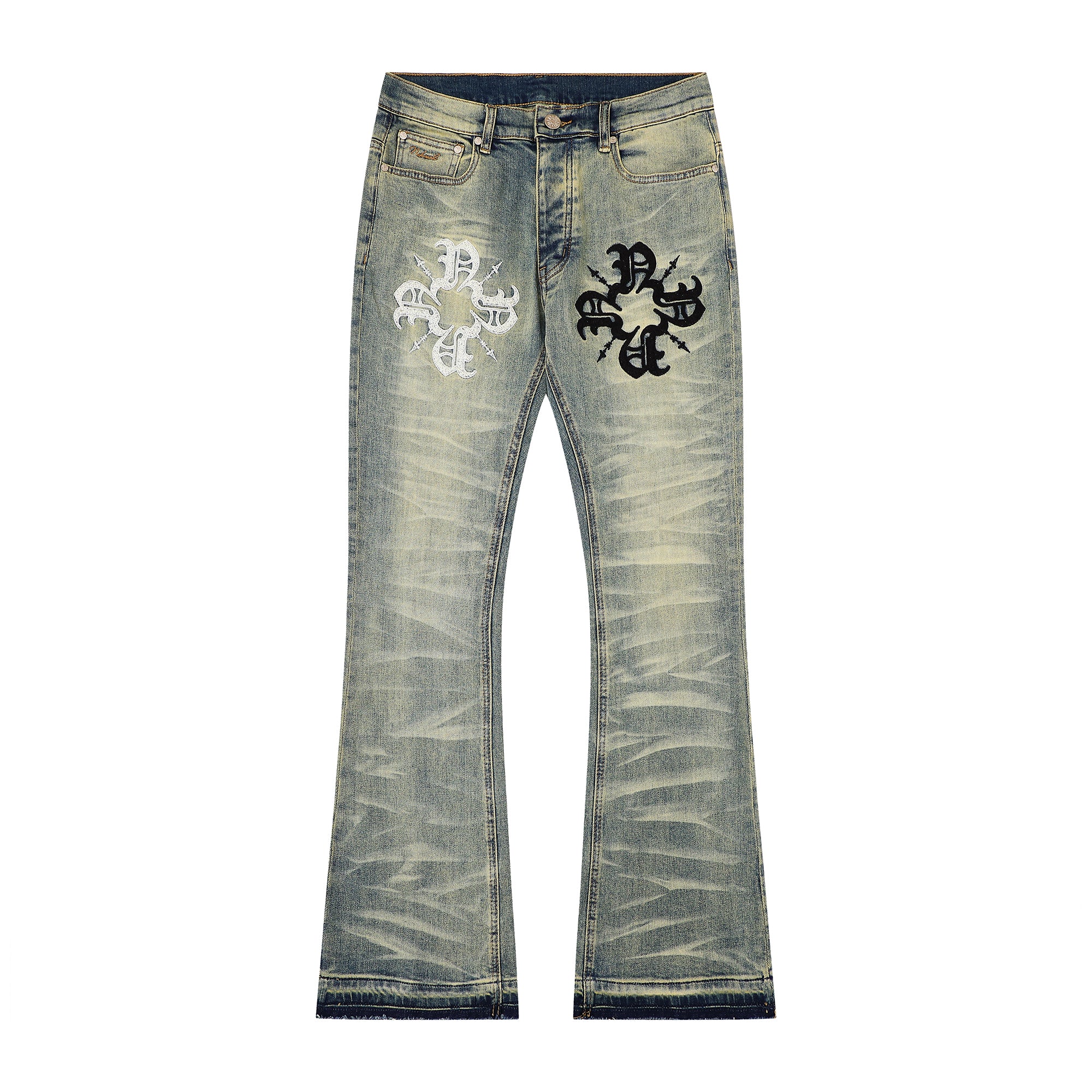 Classic Monogram Stacked Flare Blue Denim