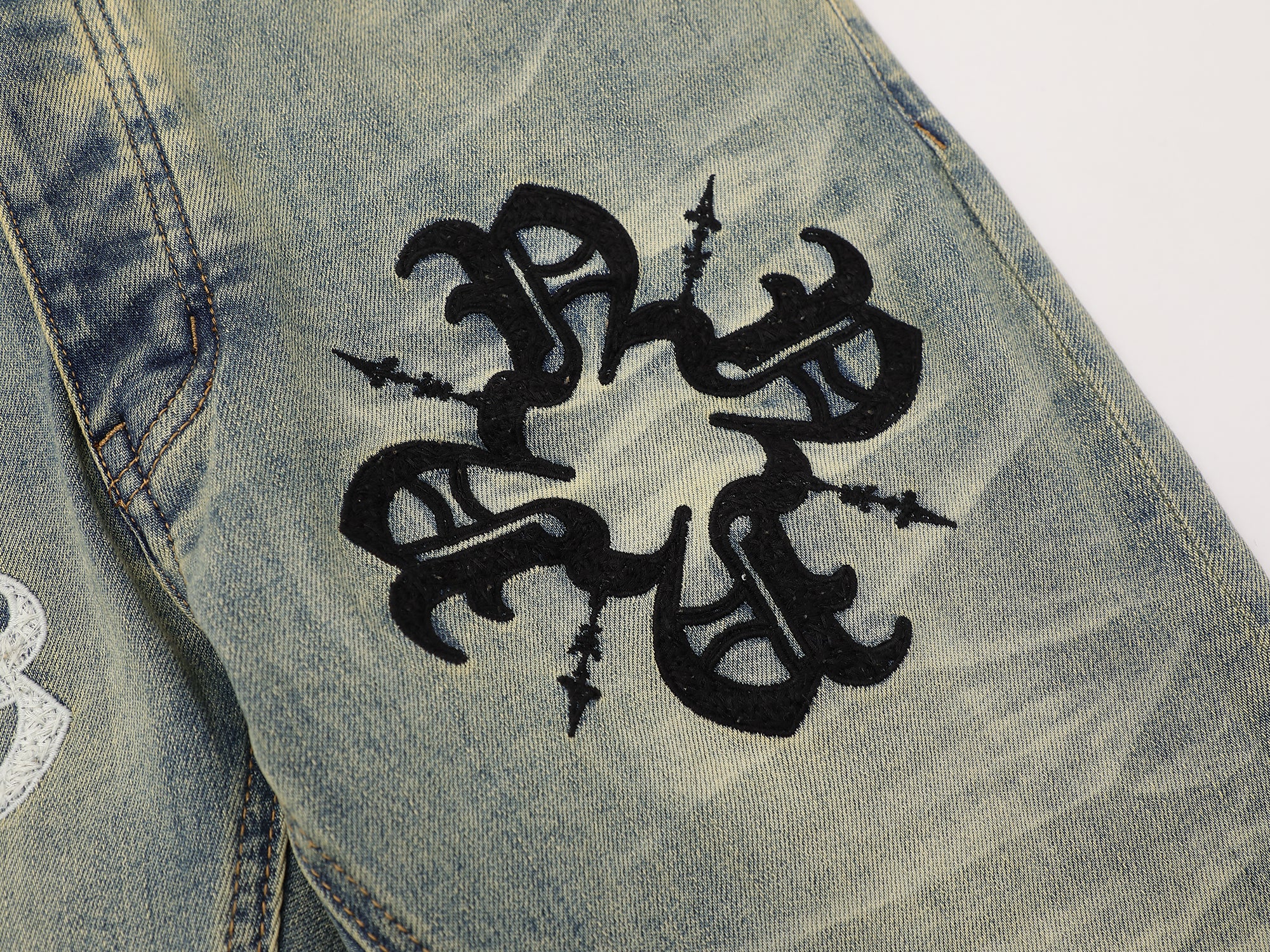 Classic Monogram Stacked Flare Blue Denim