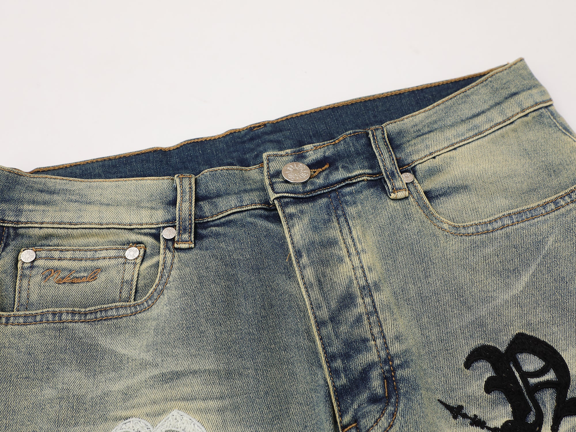 Classic Monogram Stacked Flare Blue Denim