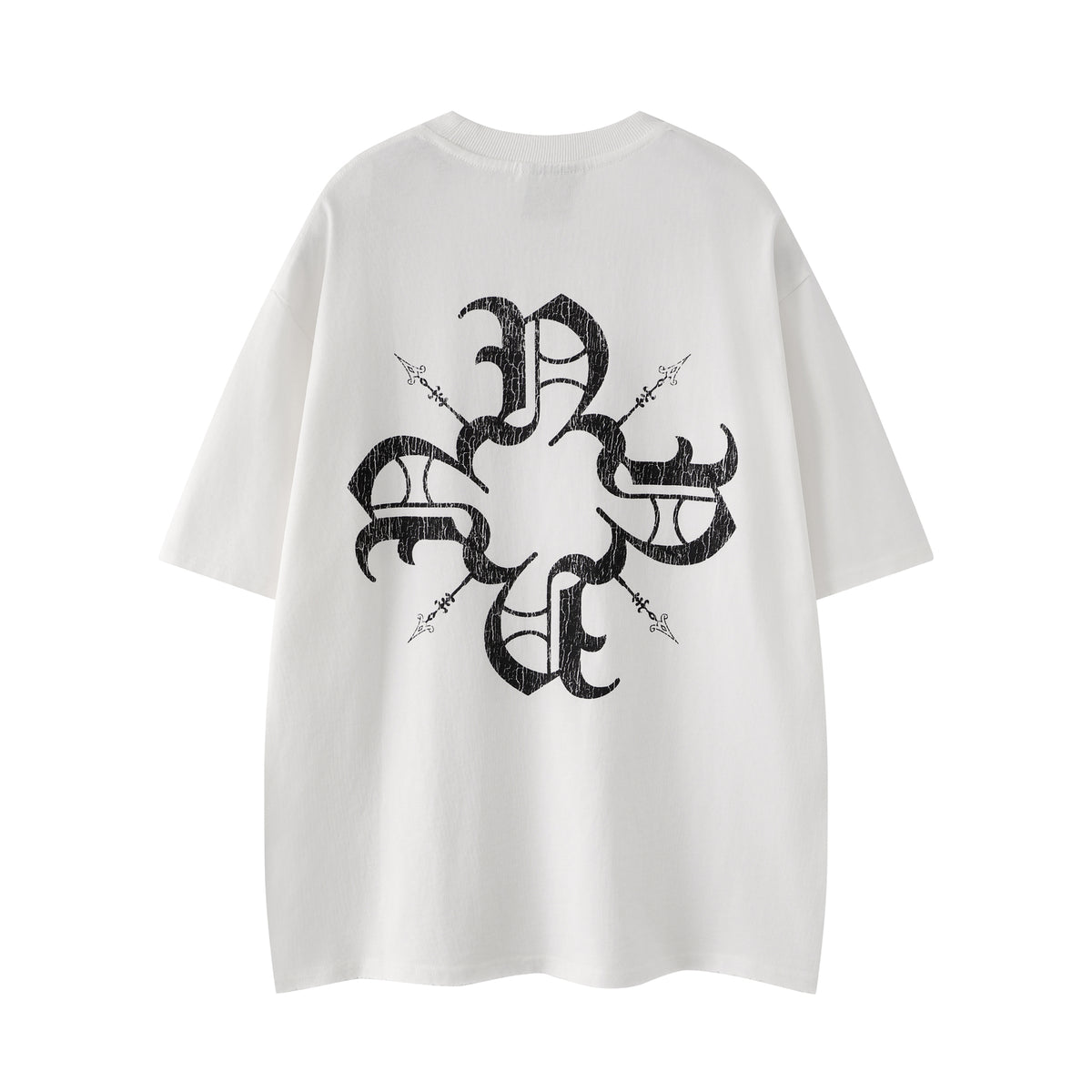 Distressed Classic Monogram Tee White