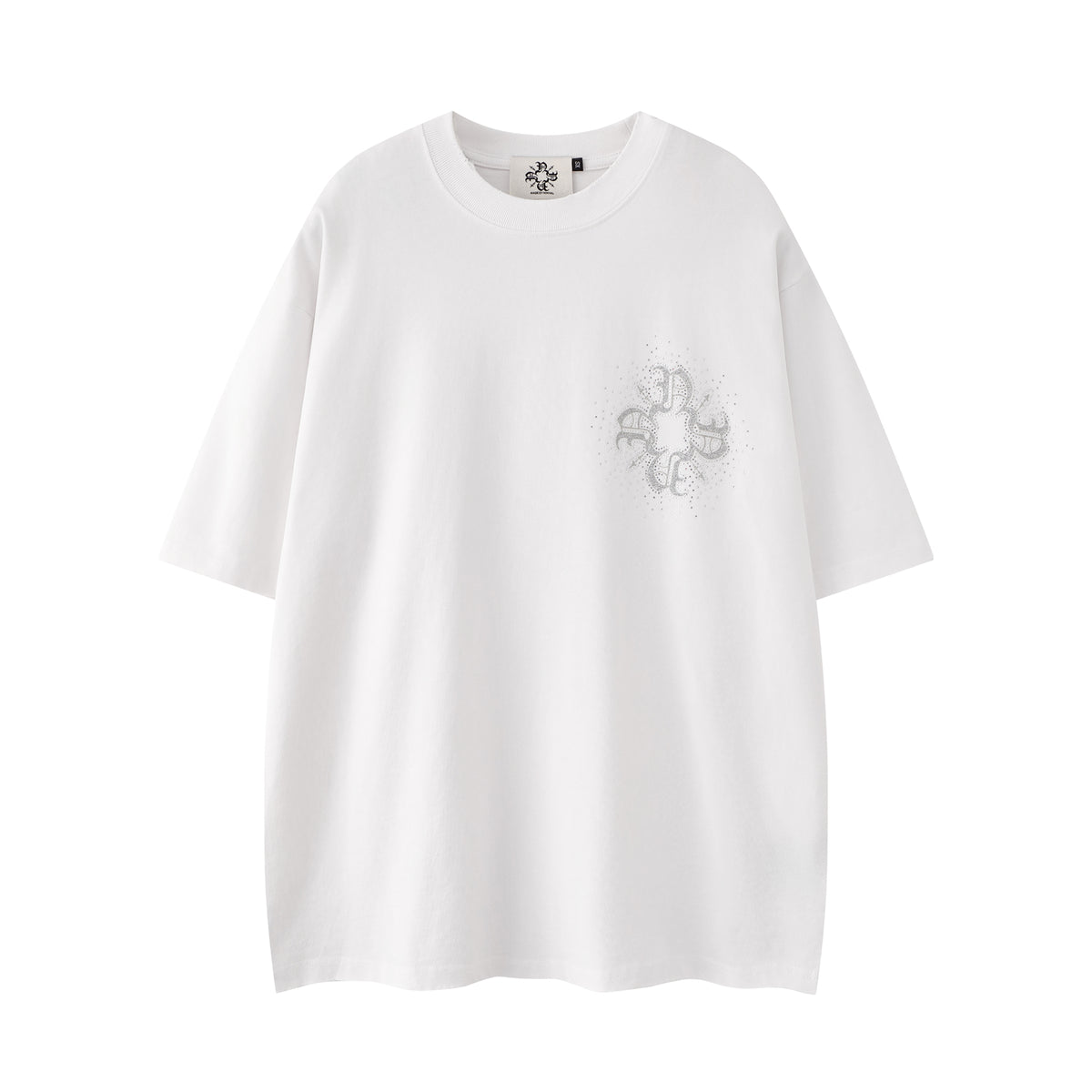 Glitter Drilled Monogram All White Tee