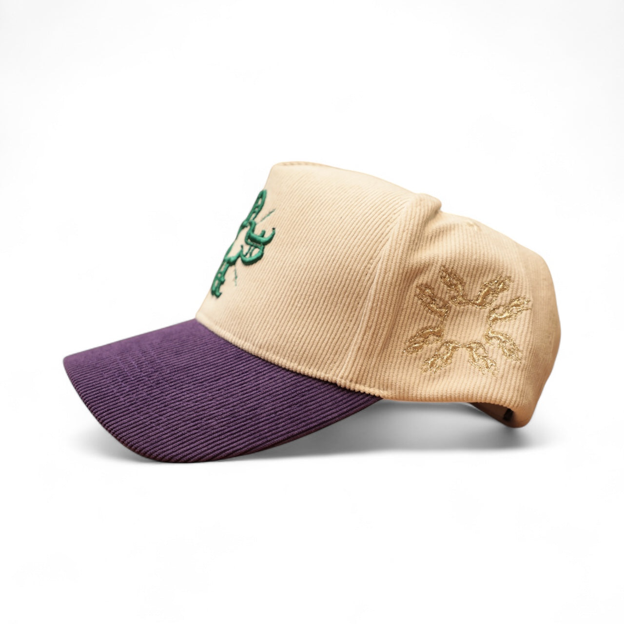 Cream/Purple Corduroy Monogram Trucker Hat