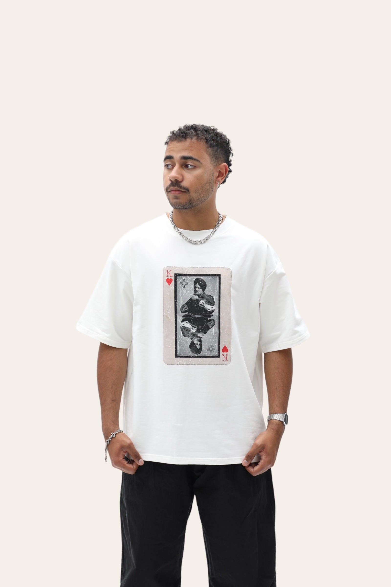 PRE ORDER King Of Hearts Sidhu Moosewala T Shirt - White
