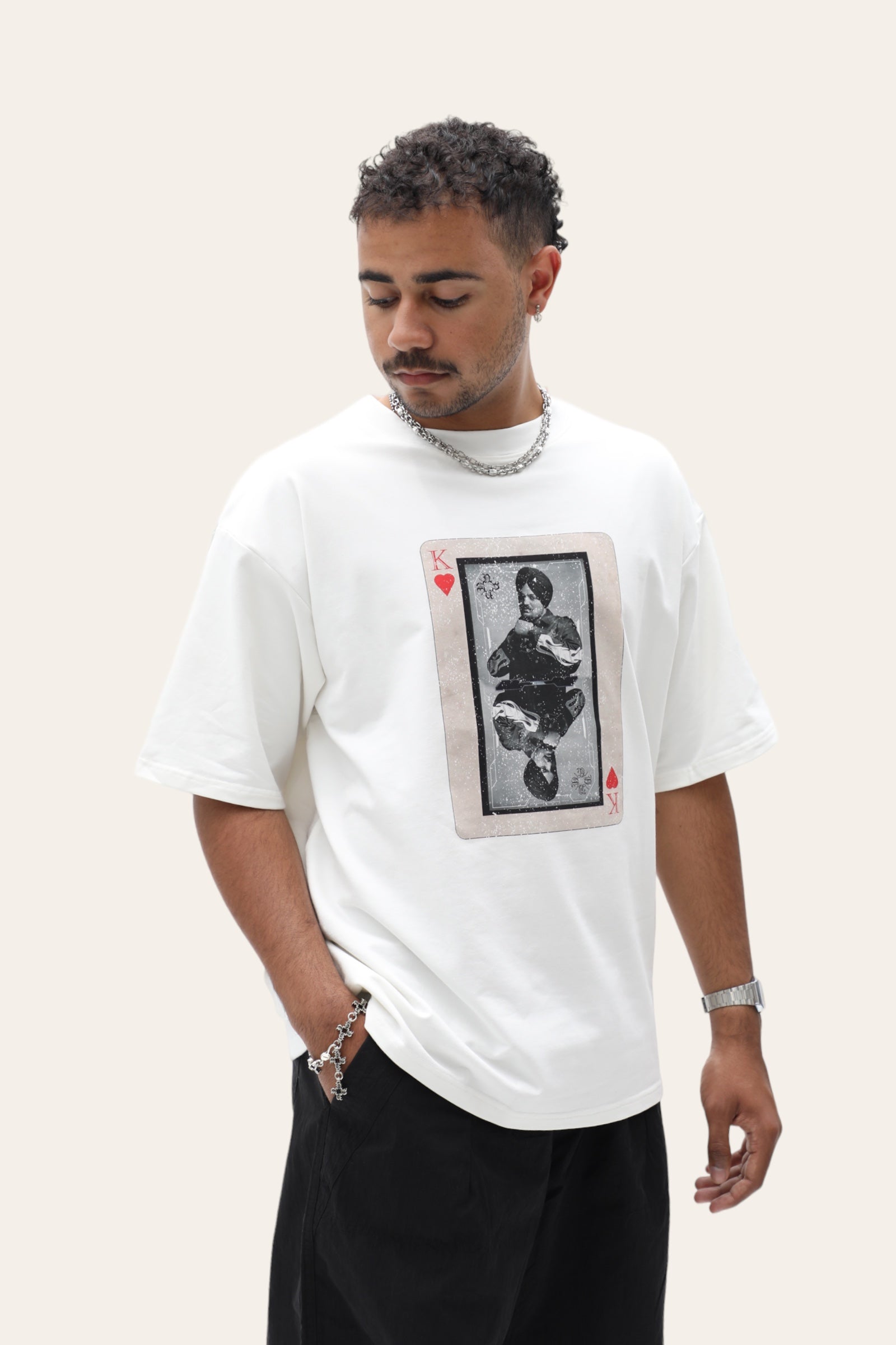 PRE ORDER King Of Hearts Sidhu Moosewala T Shirt - White