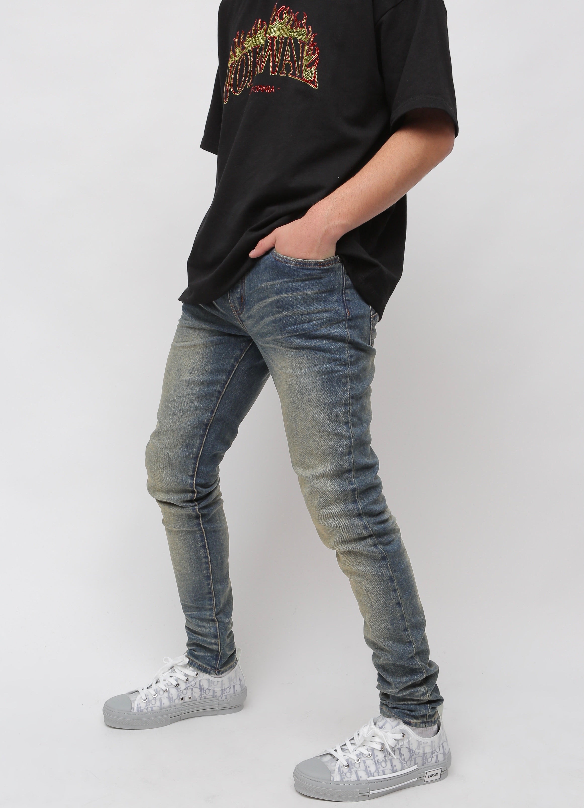 Whiskey Faded Wash Skinny Denim