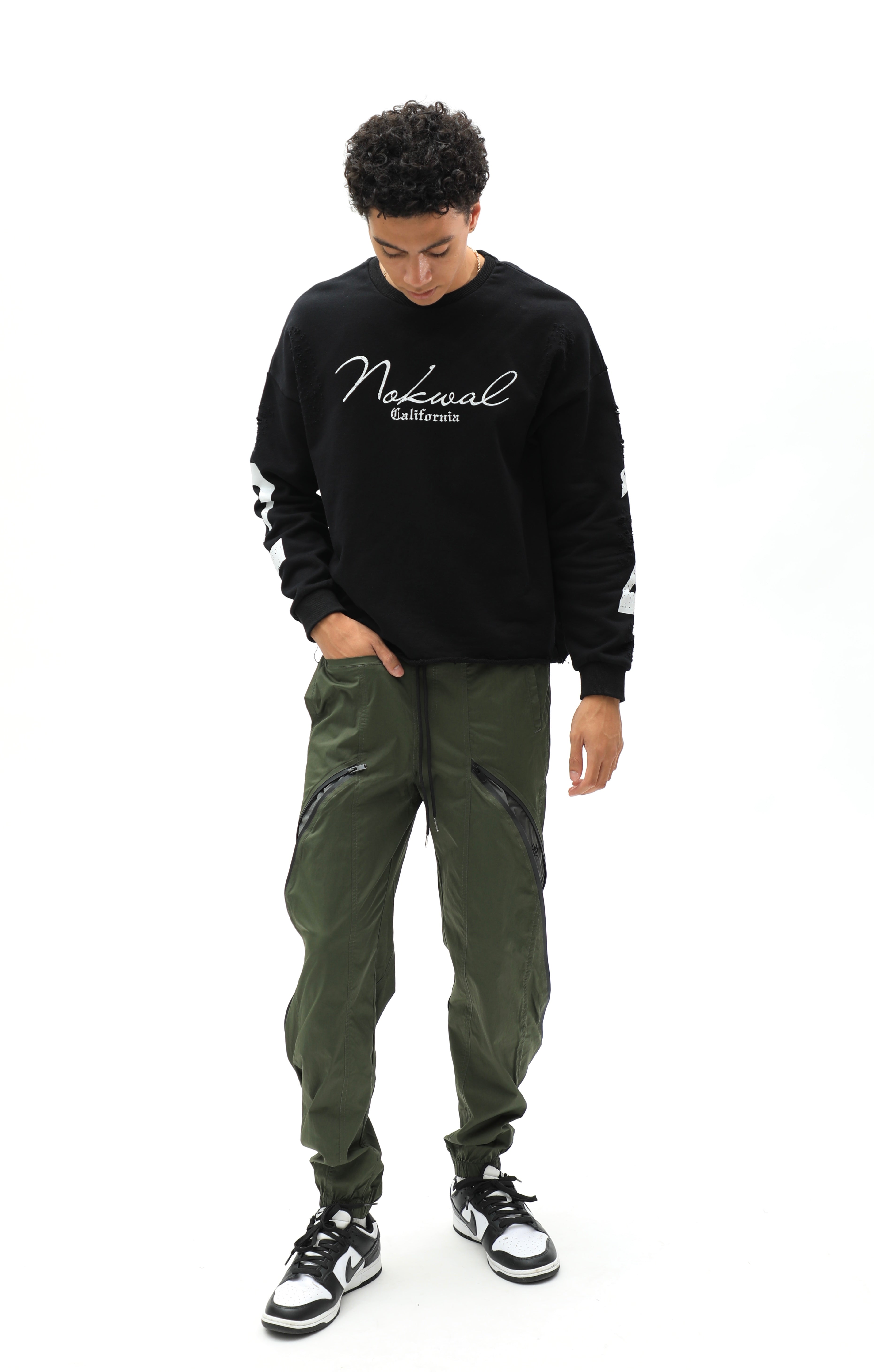 Olive Green Monogram Zipper Trackpants