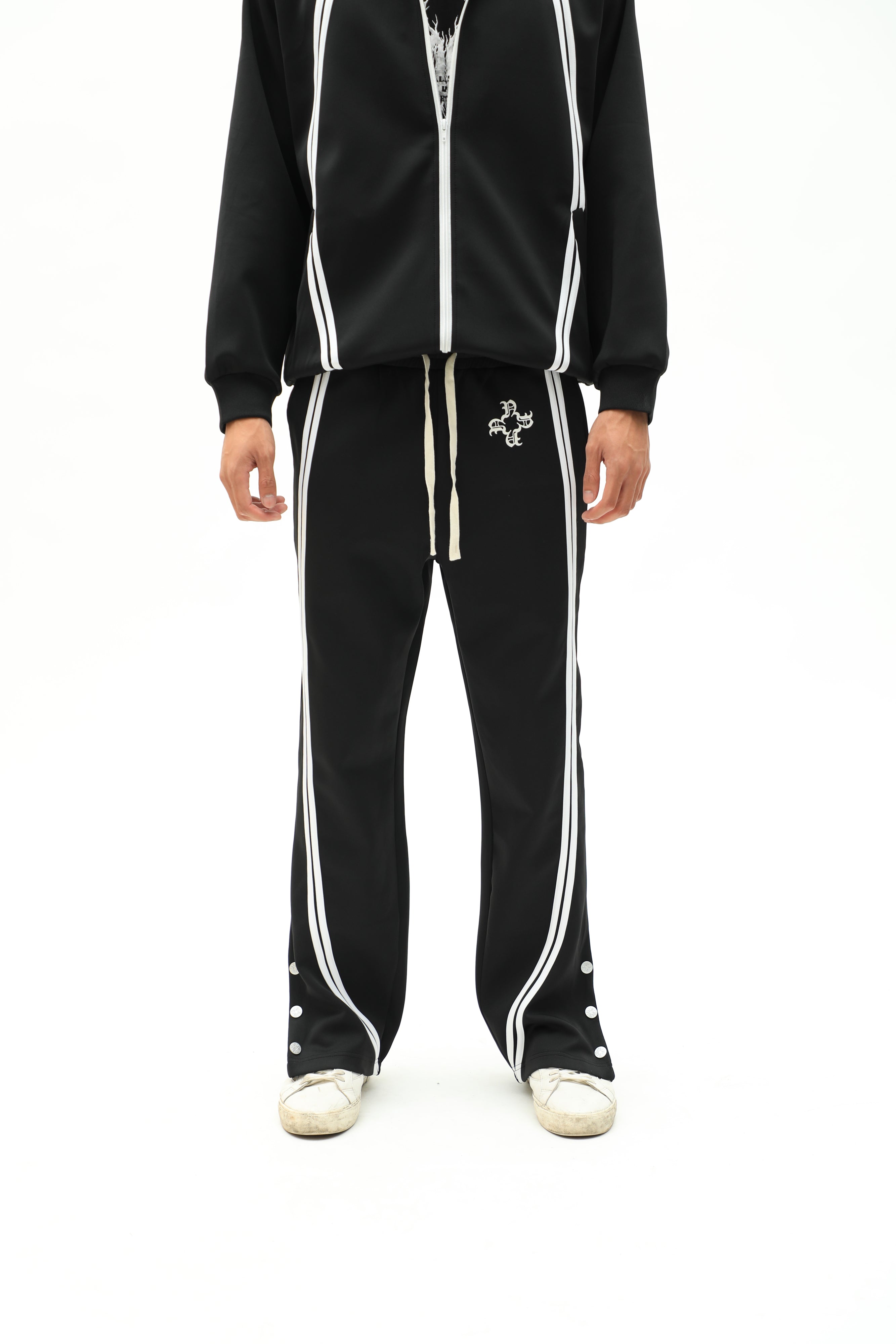 Sports Icon Tracksuit Flare Pants Black