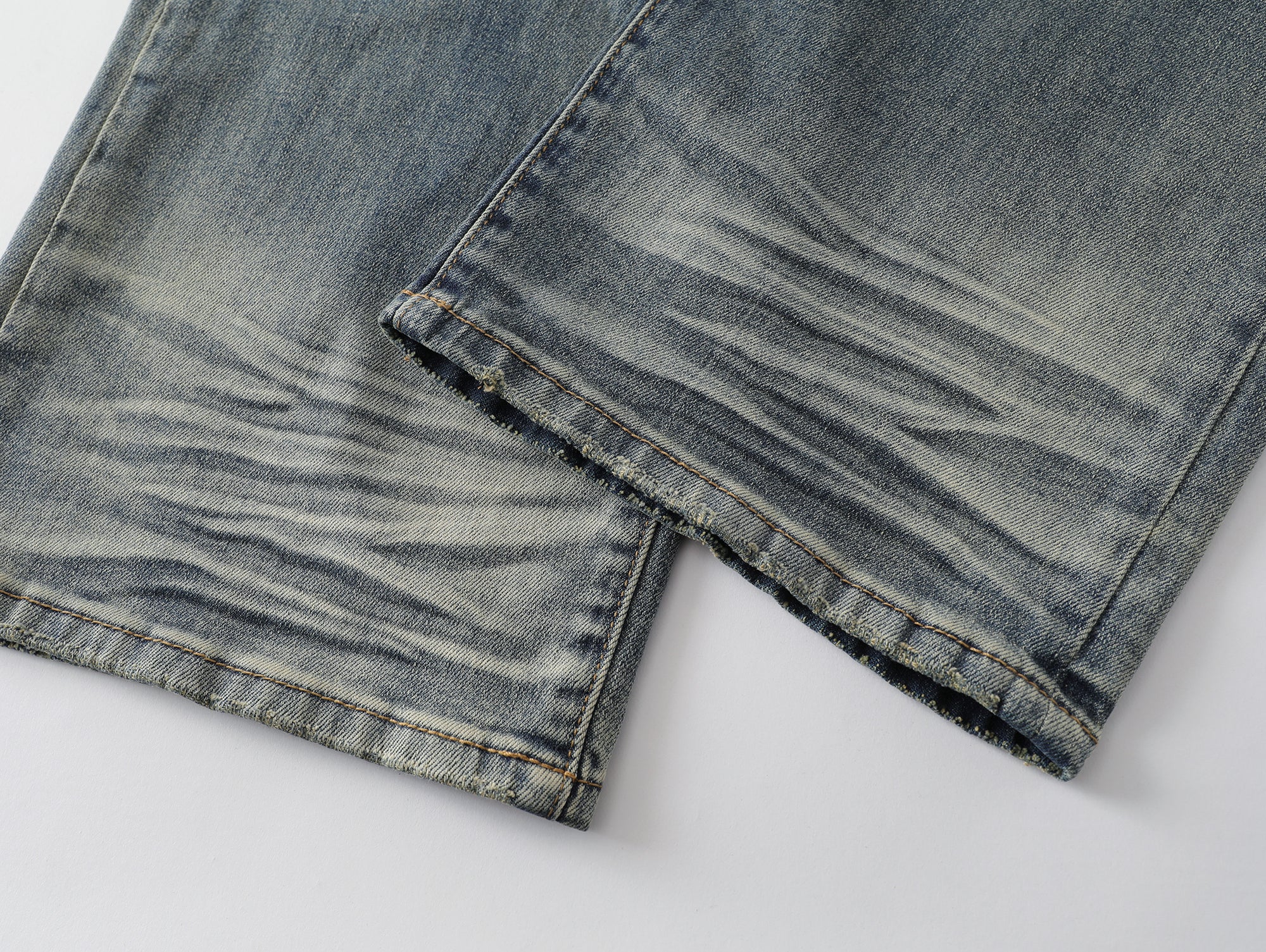Light Beige Wash Straight Leg Denim