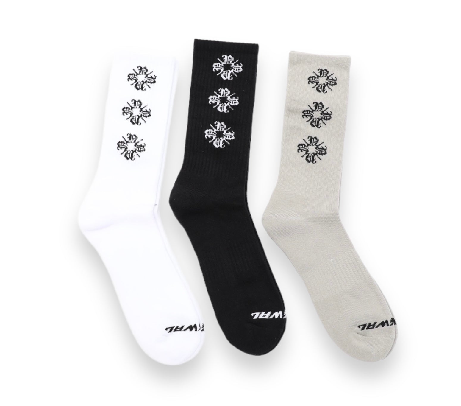 Three Monogram Logo Full Solid Socks