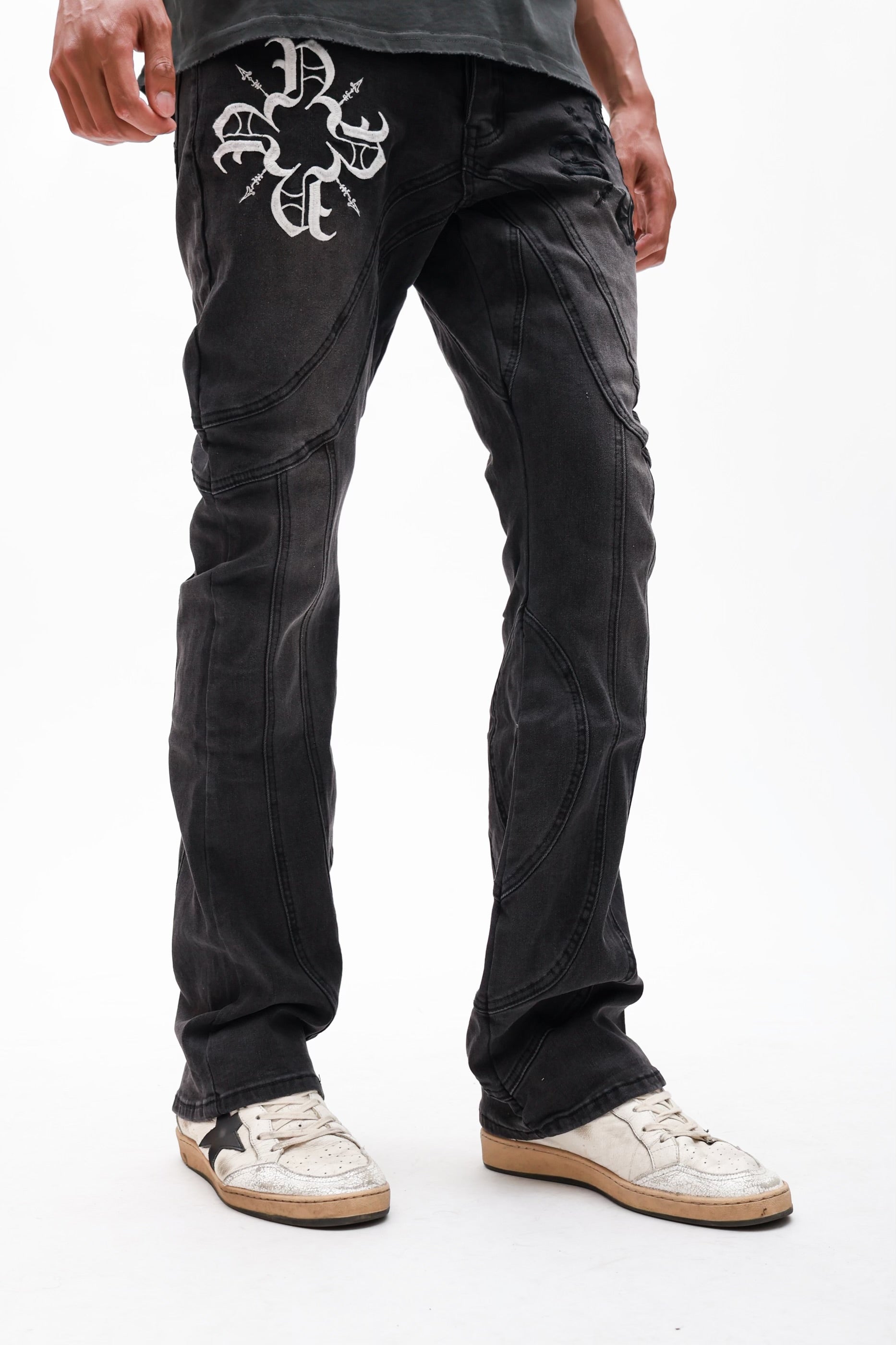 Monogram Faded Black Denim