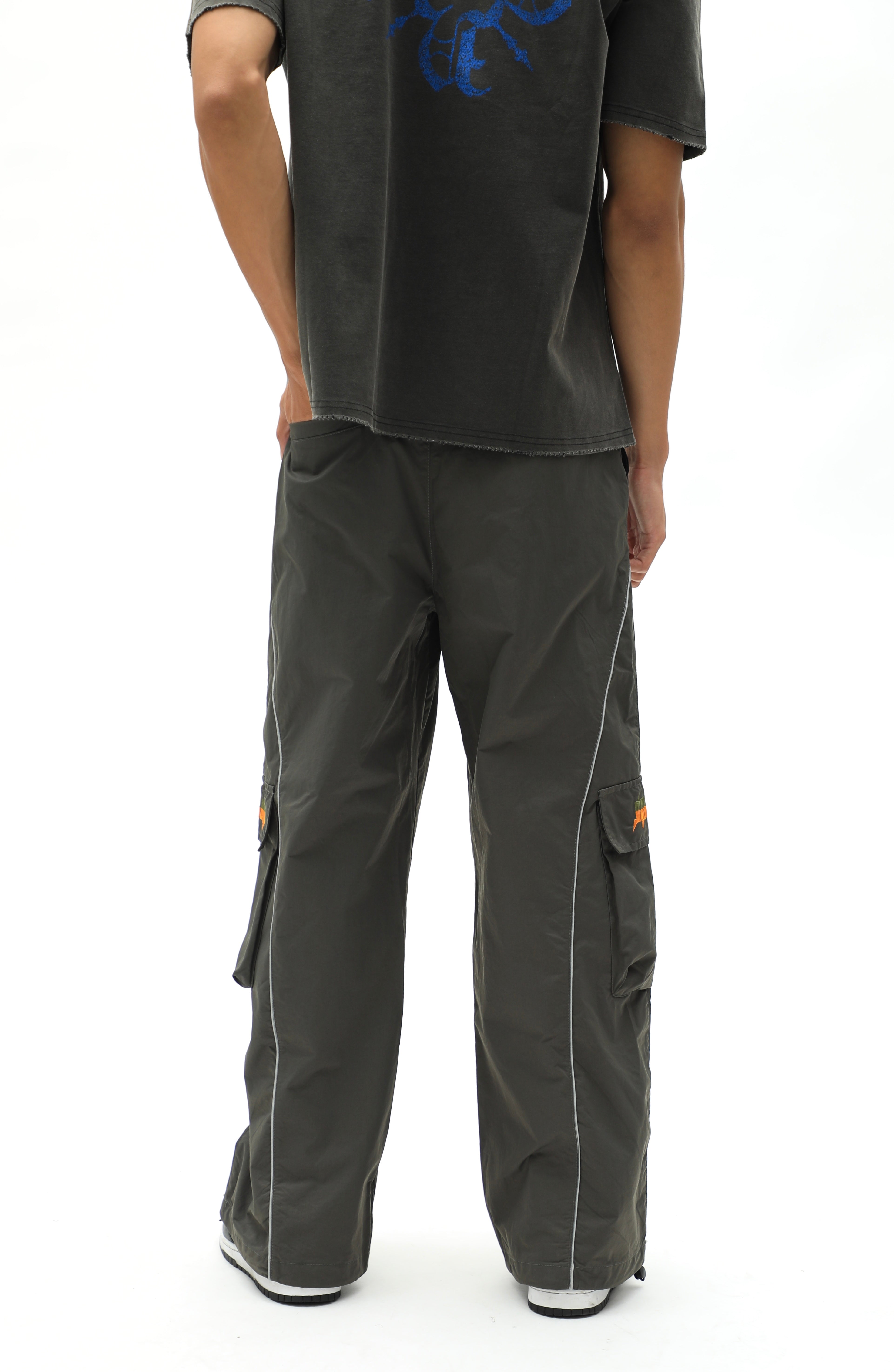 Grey Baggy Cargo Sports Track Pants