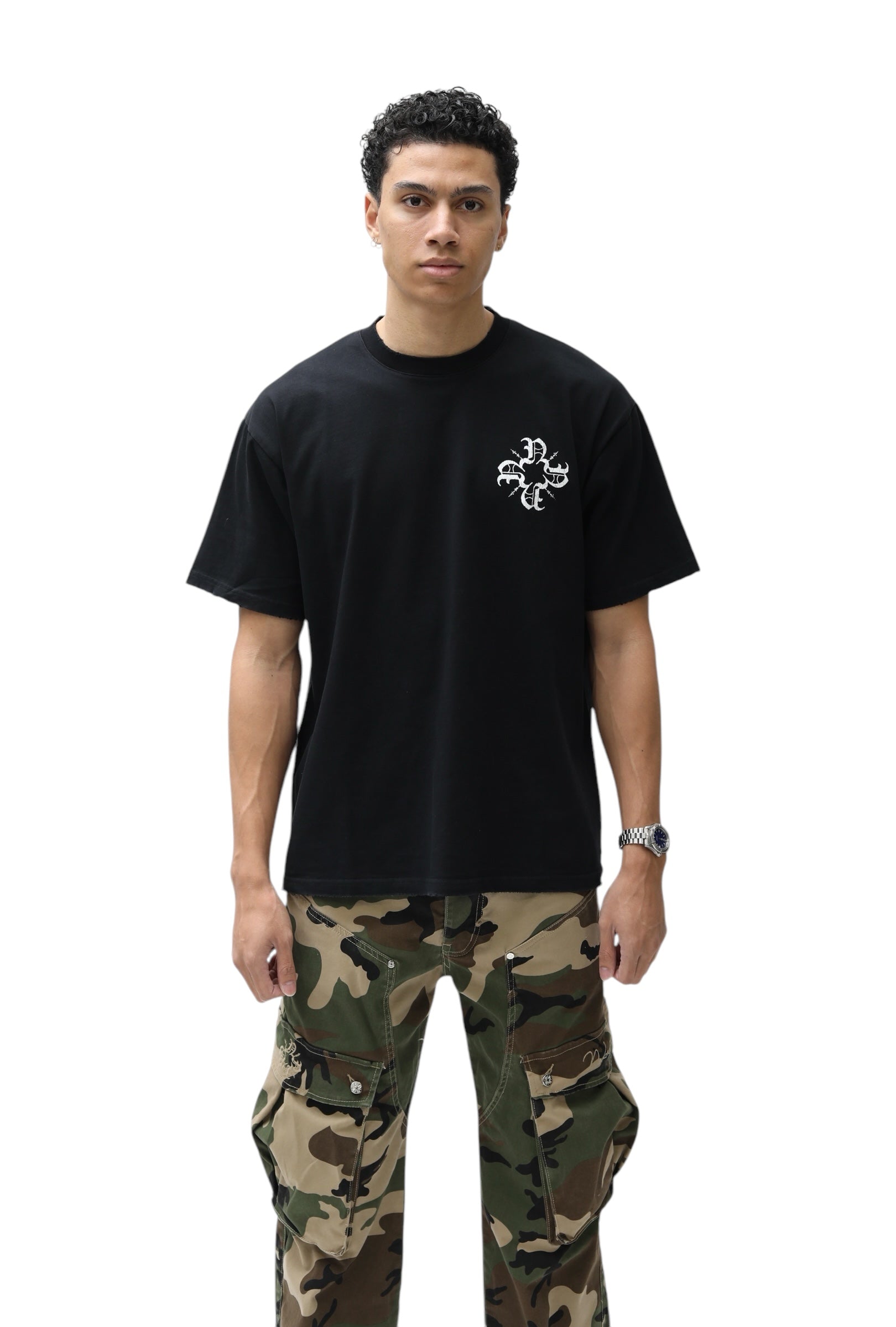 Cracked Black/White Monogram Tee
