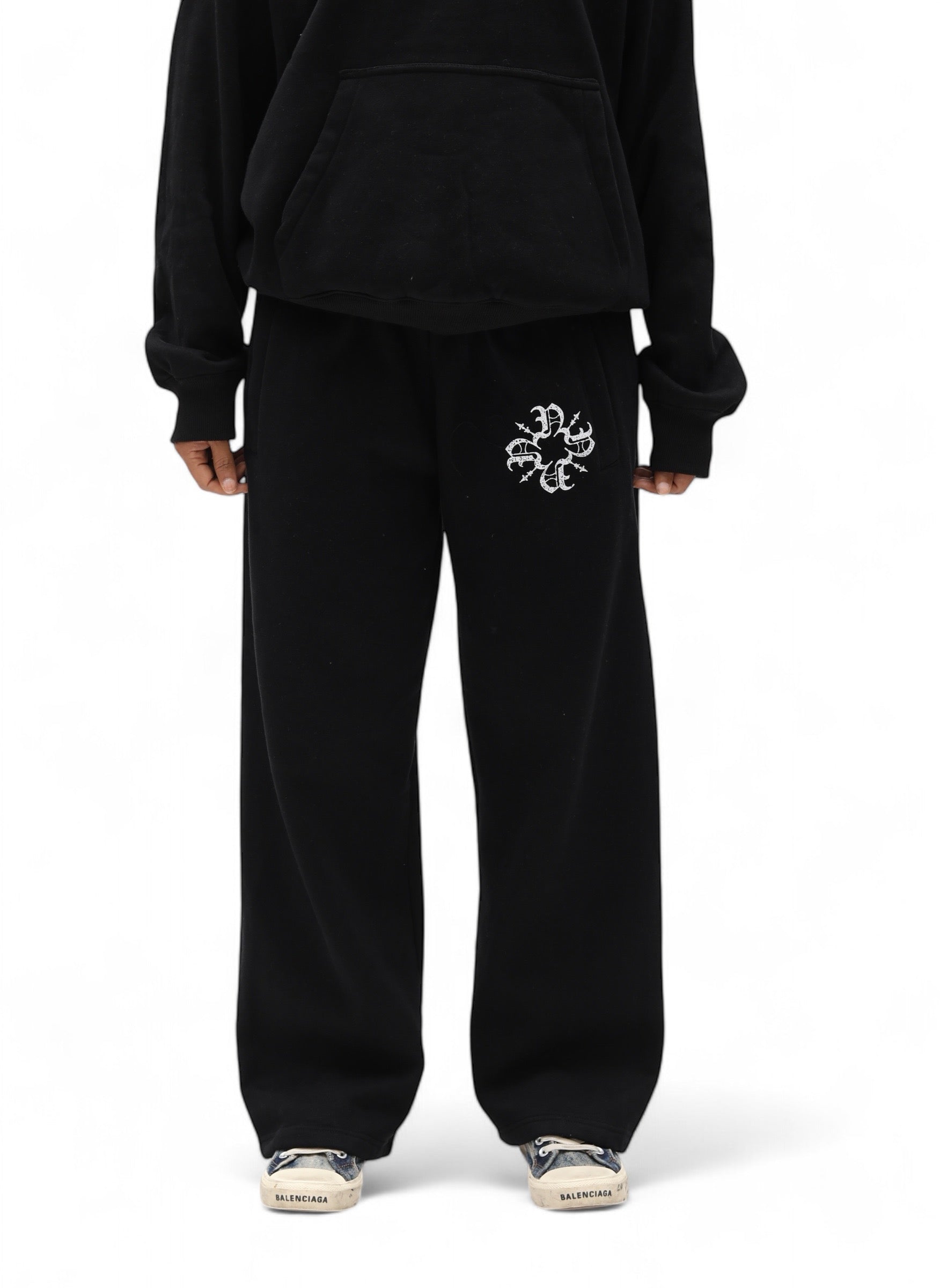 UNISEX Monogram Essential Straight Leg Sweats Black