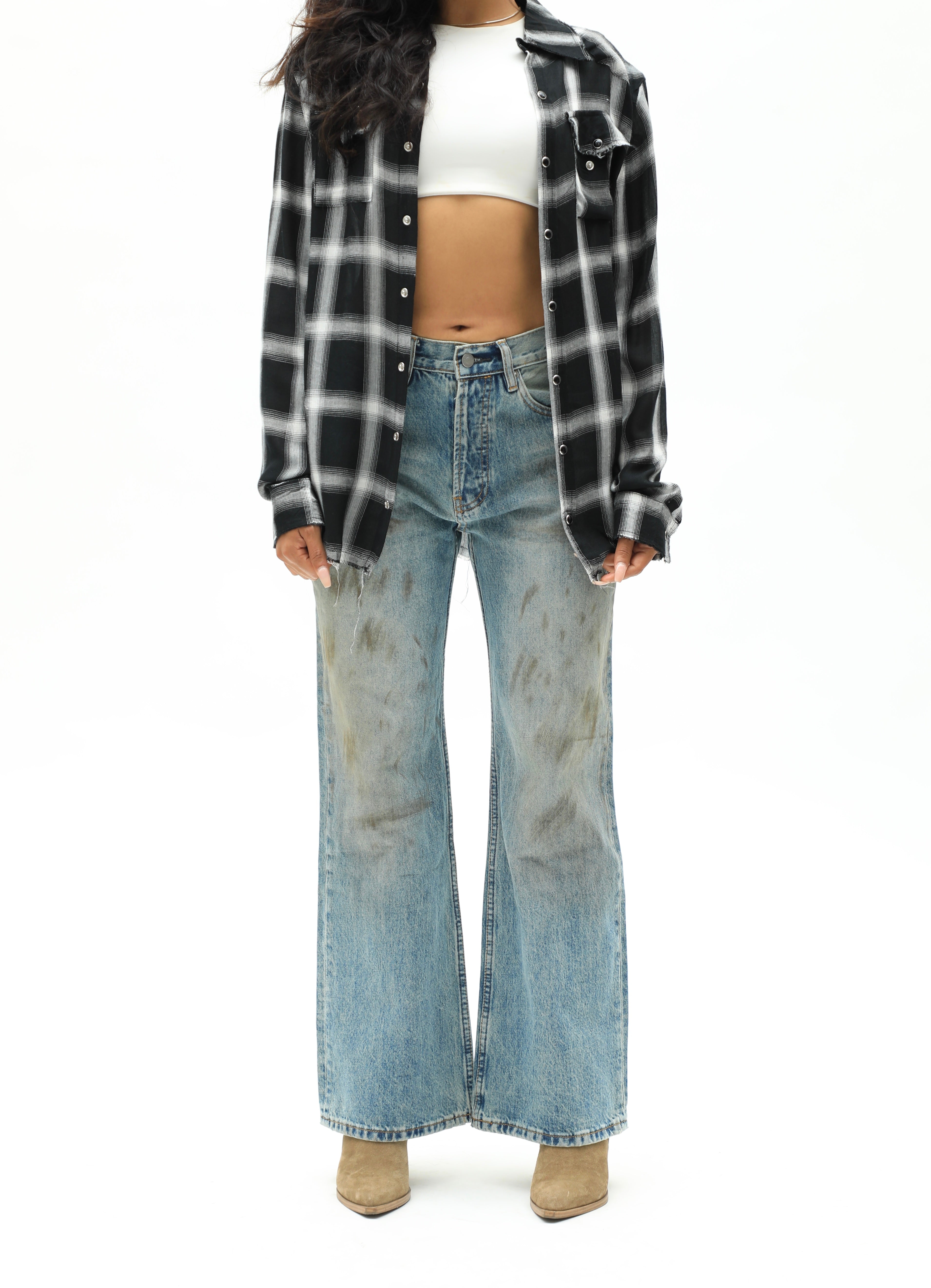 Unisex Dirty Mud Baggy Denim