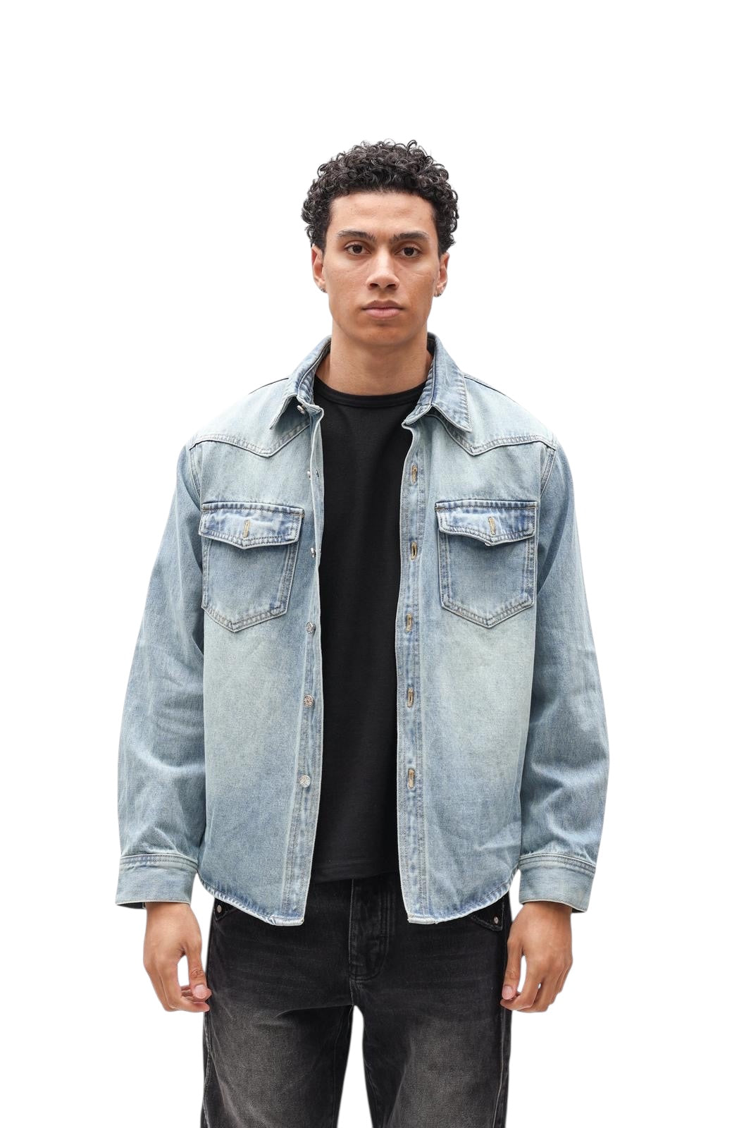Nokwal Faded Blue Denim Shirt