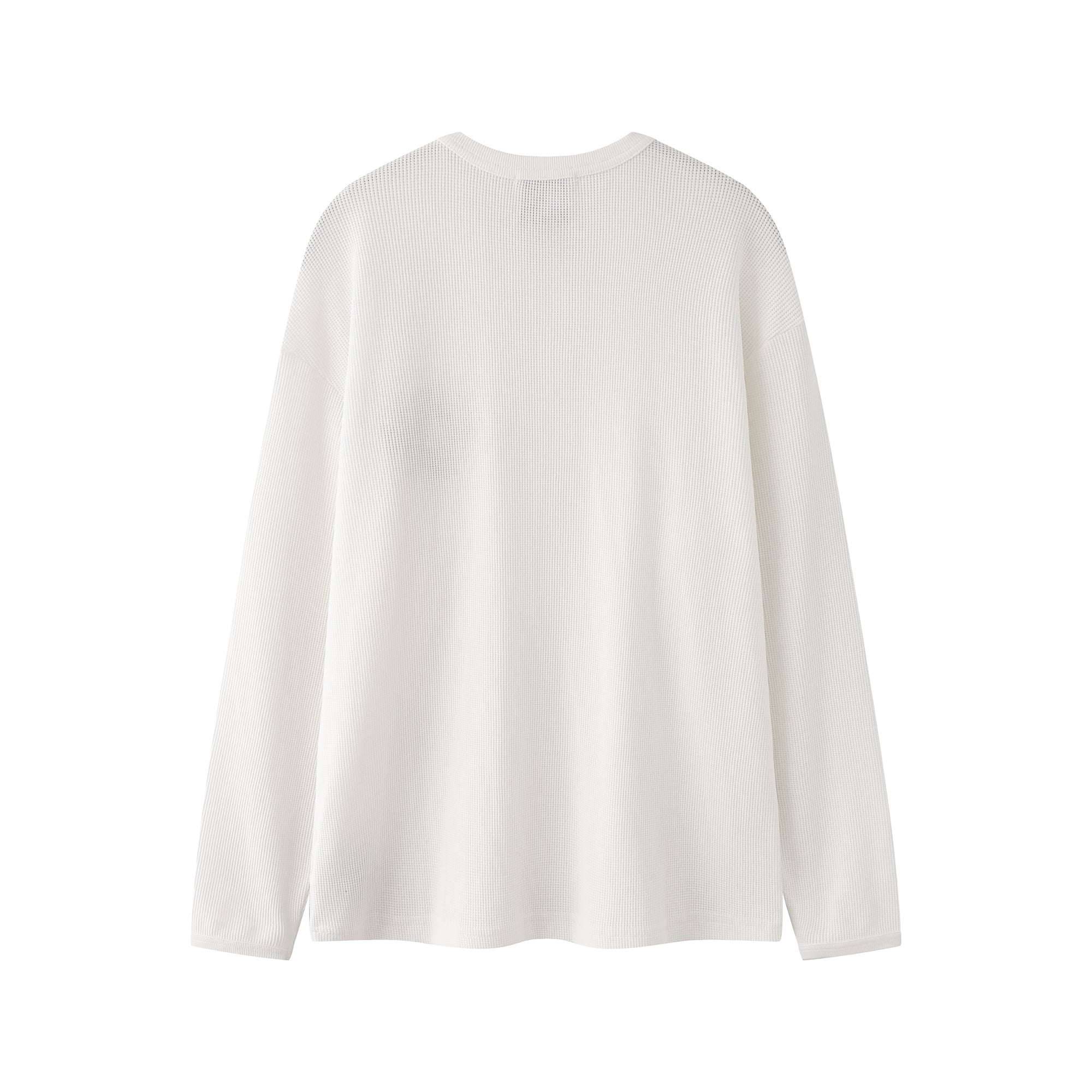 Waffle Three Button Henley White