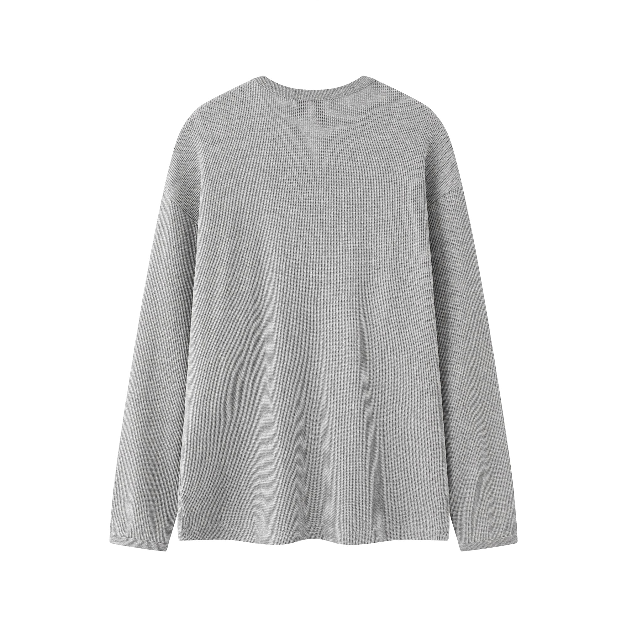 Waffle Three Button Henley Grey
