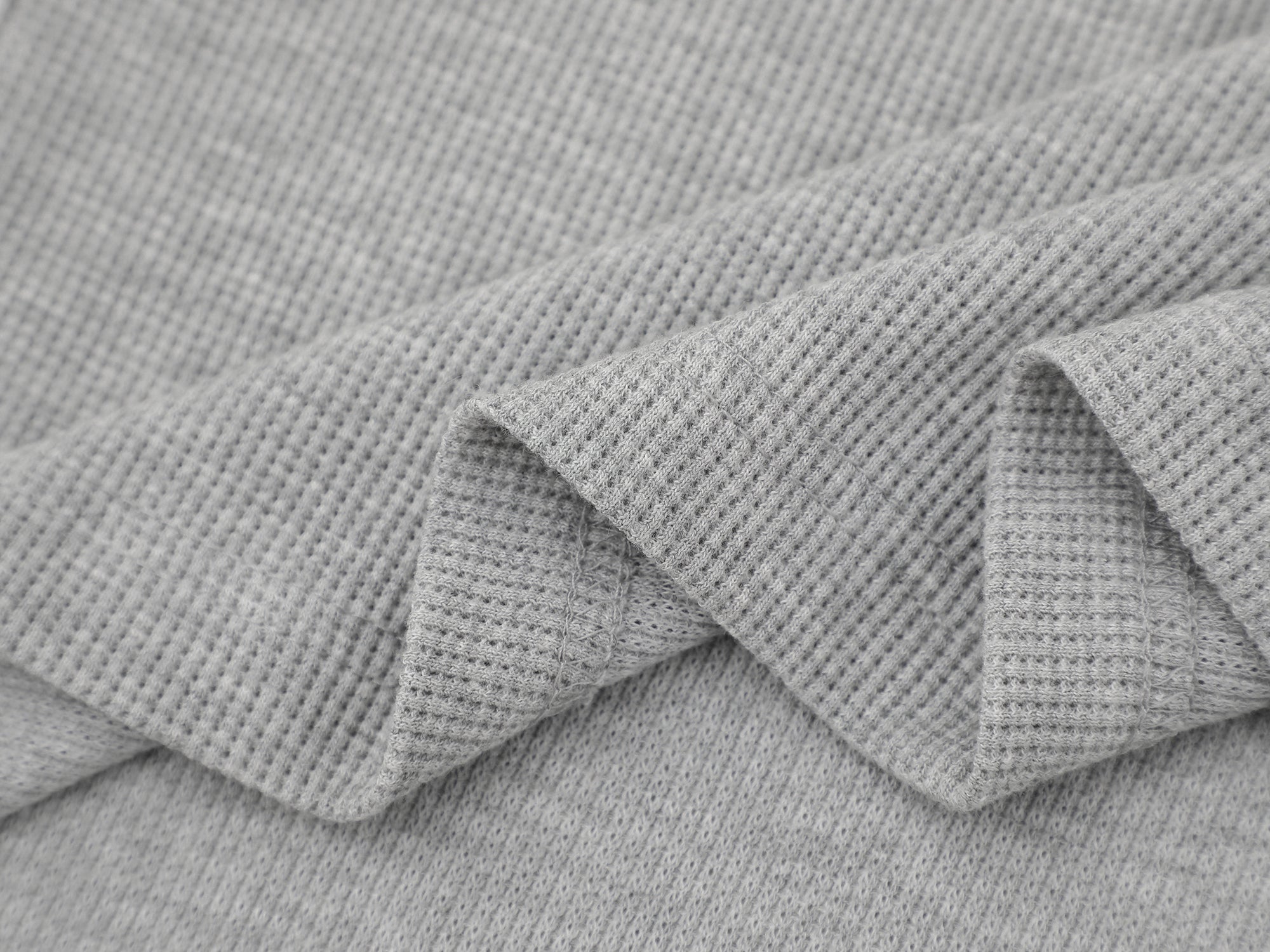 Waffle Three Button Henley Grey