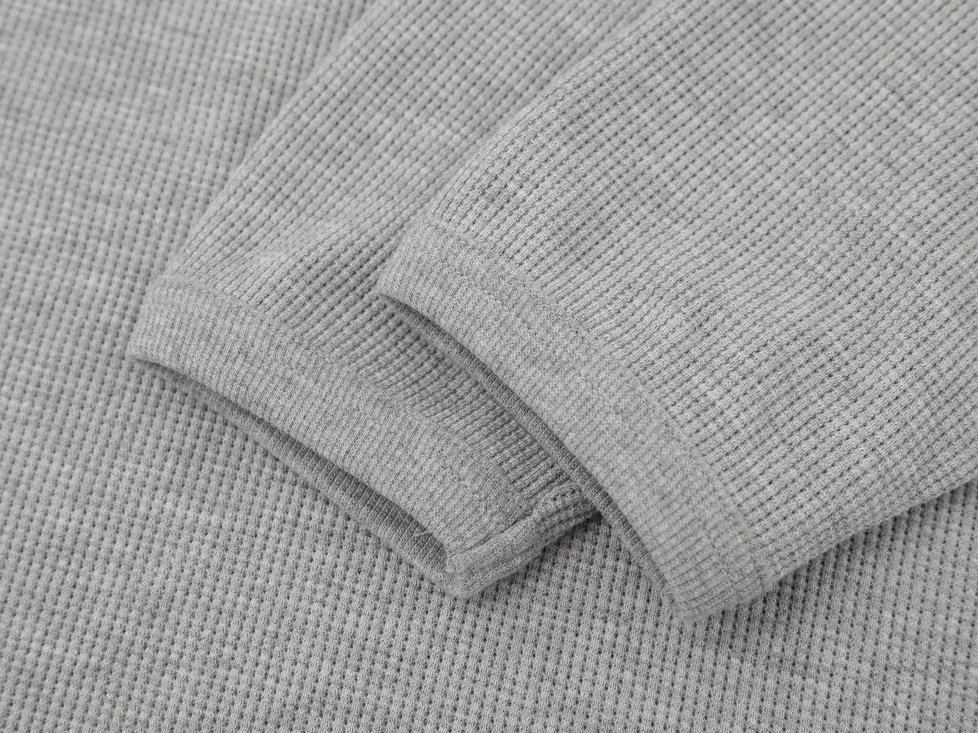 Waffle Three Button Henley Grey