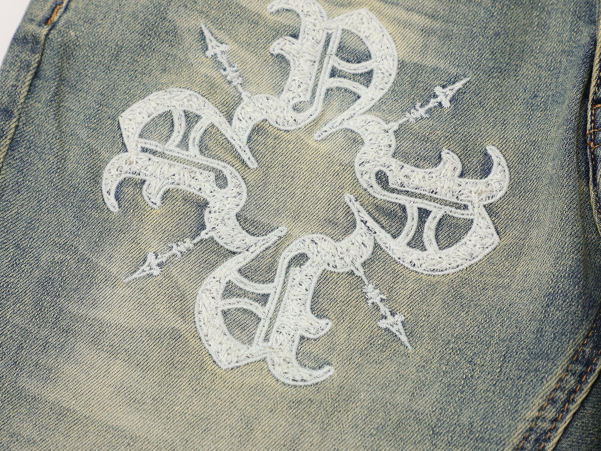 Classic Monogram Stacked Flare Blue Denim