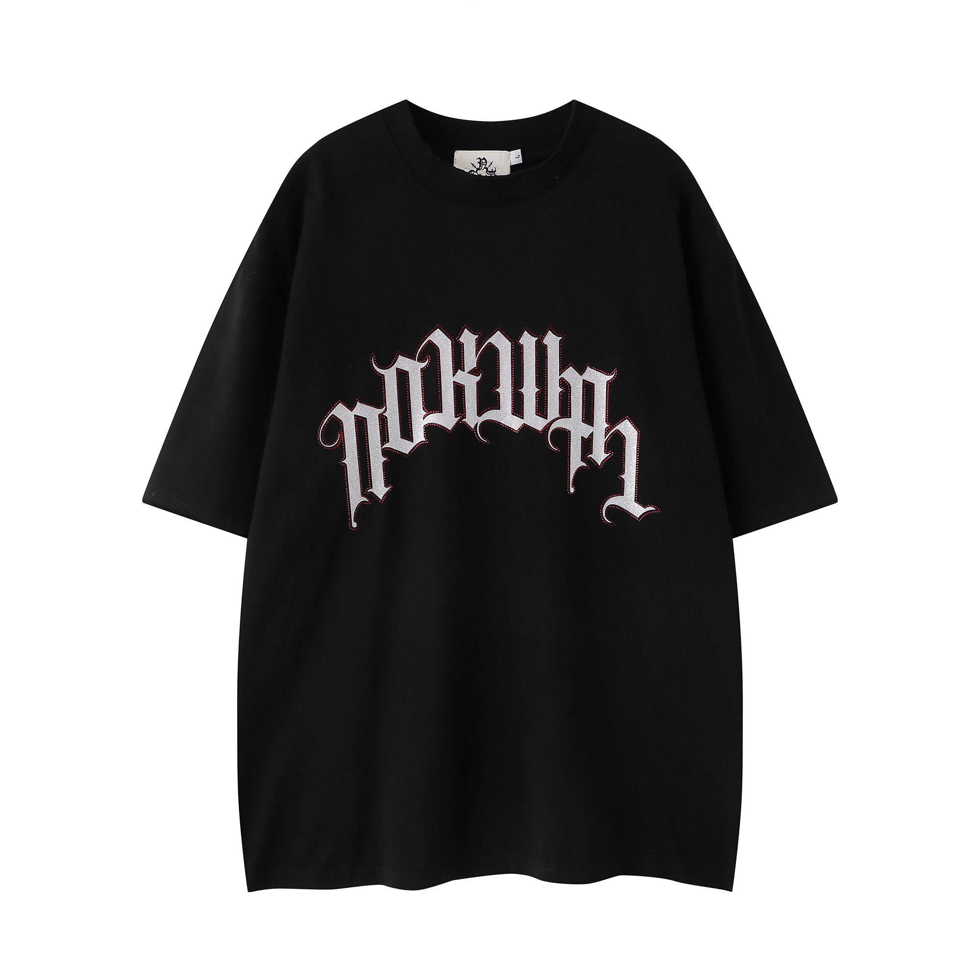 Rhinestone Arch Logo Tee -Jet Black