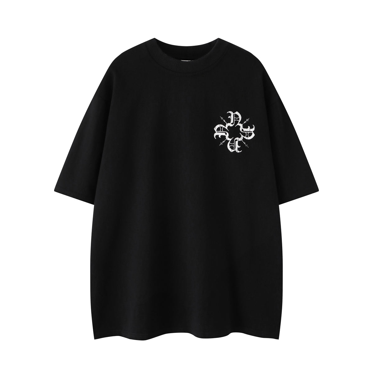 Distressed Classic Monogram Tee Black