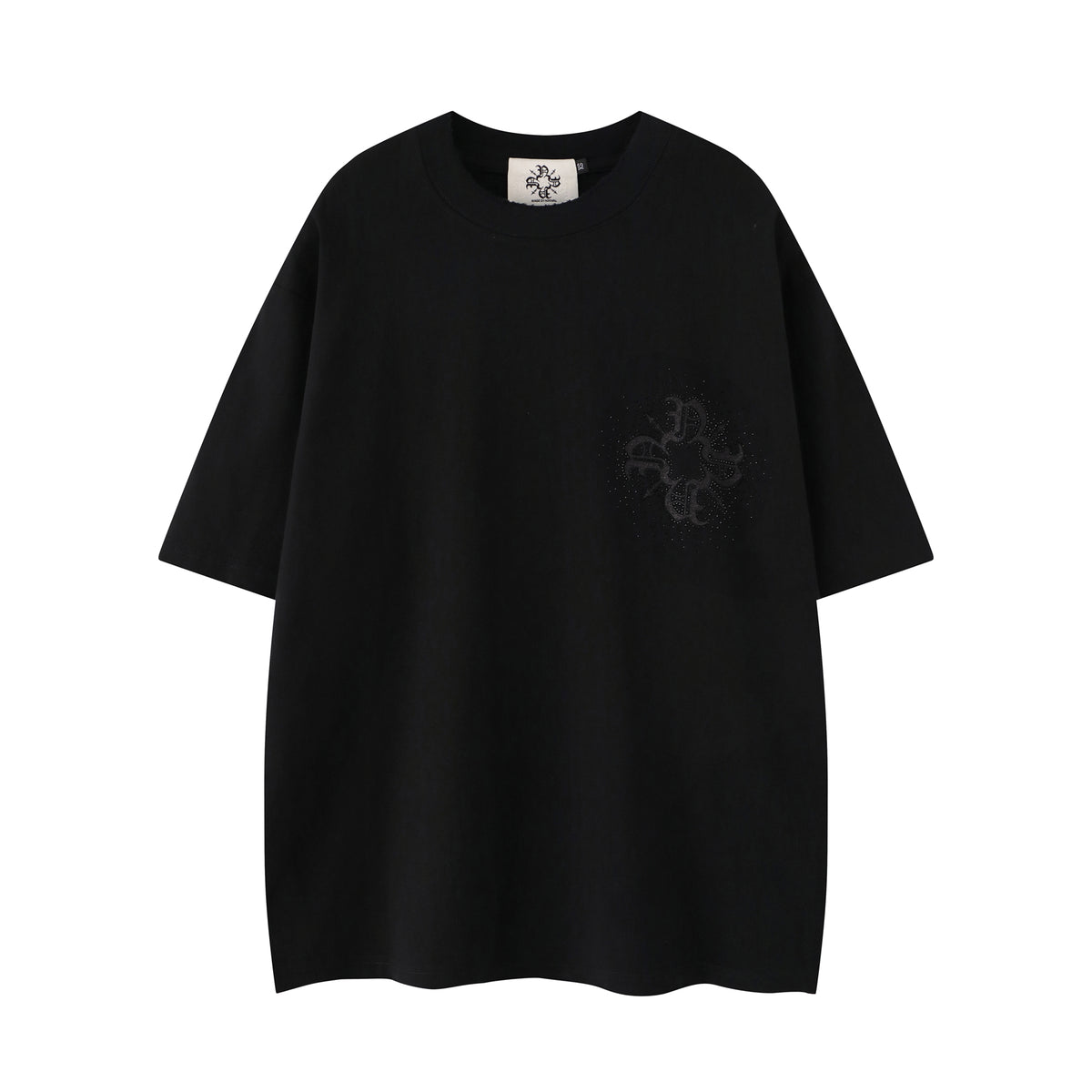 Glitter Drilled Monogram All Black Tee
