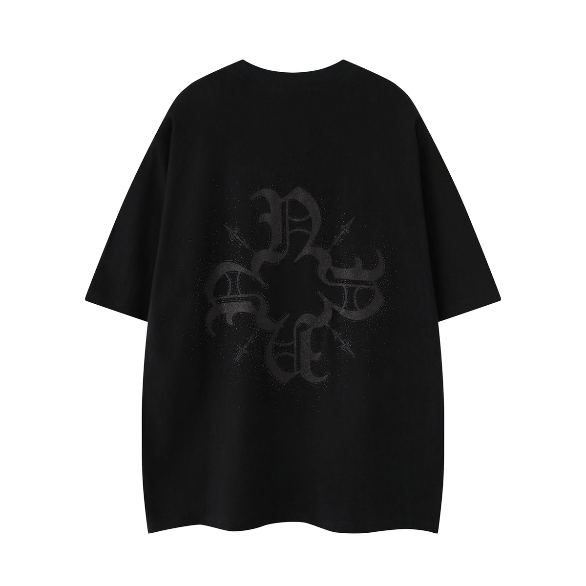 Glitter Drilled Monogram All Black Tee